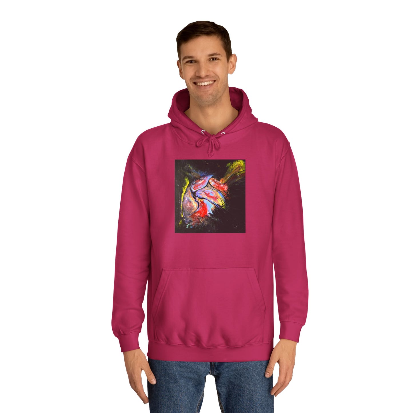 Artistic Heart Unisex Hoodie, Cozy College Apparel, Unique Design, Everyday Wear, Great Gift for Students, Colorful Graphic