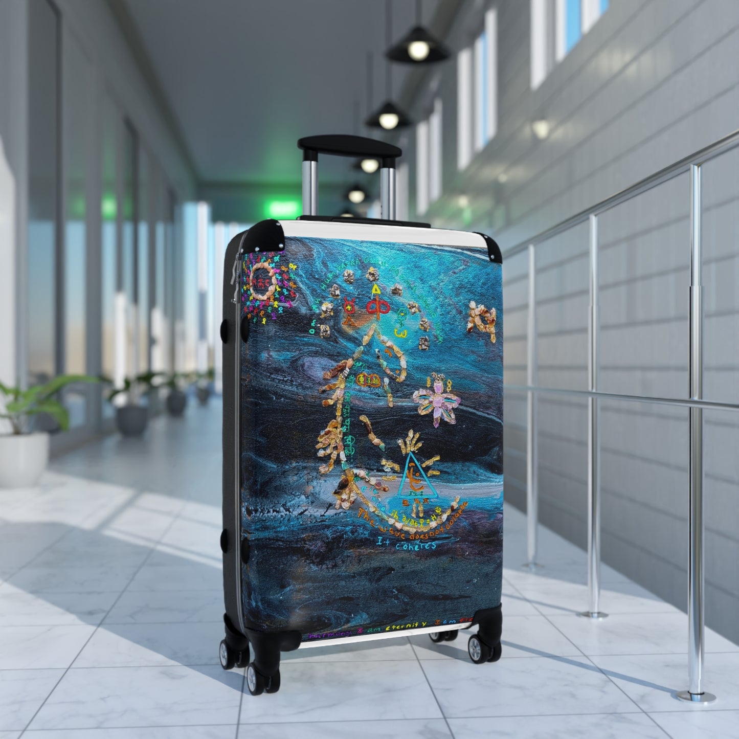 Suitcase - Nautical Blue Artistic Moon & Stars Carry-On Luggage