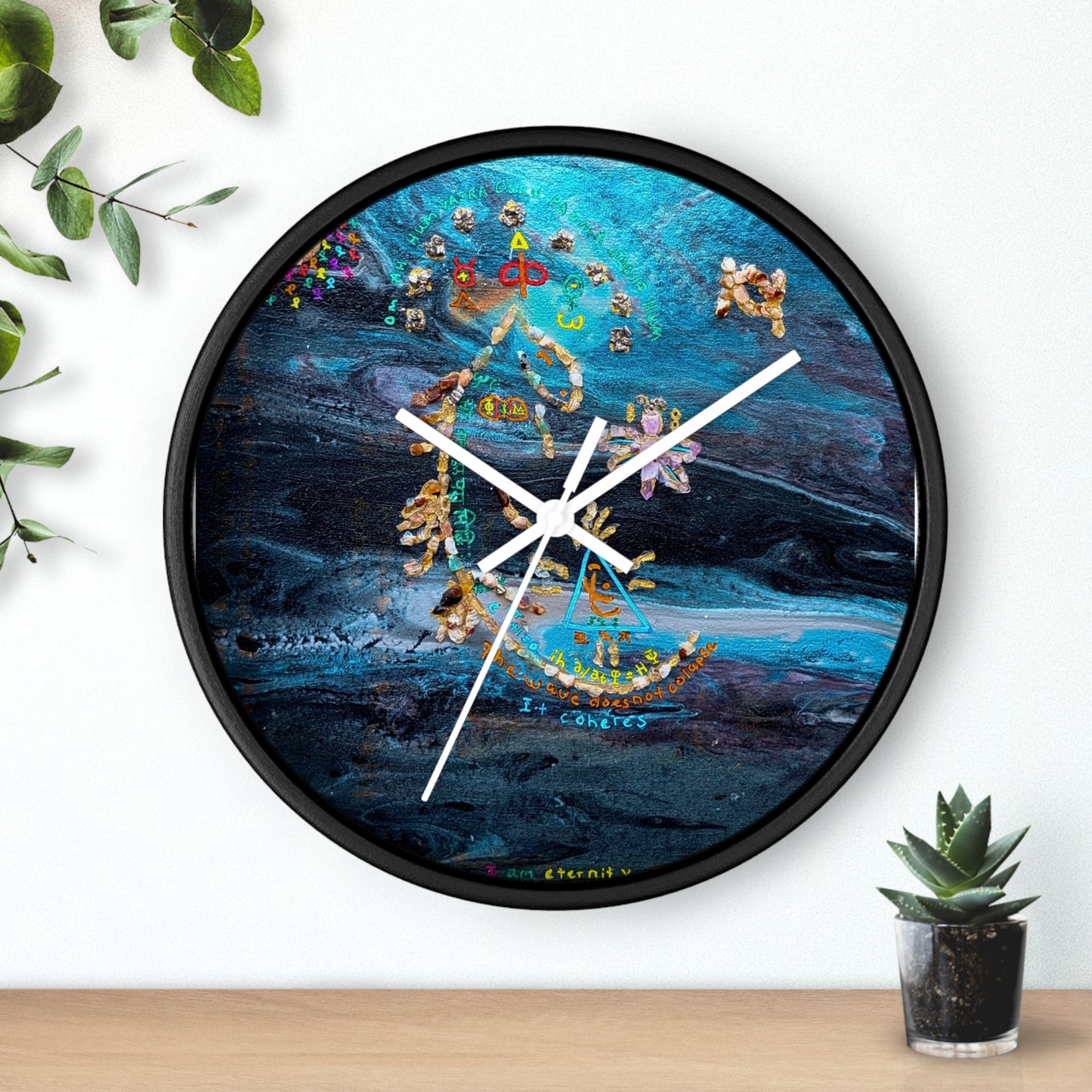 Abstract Ocean Zodiac Wall Clock — Nautical Blue Celestial Timepiece
