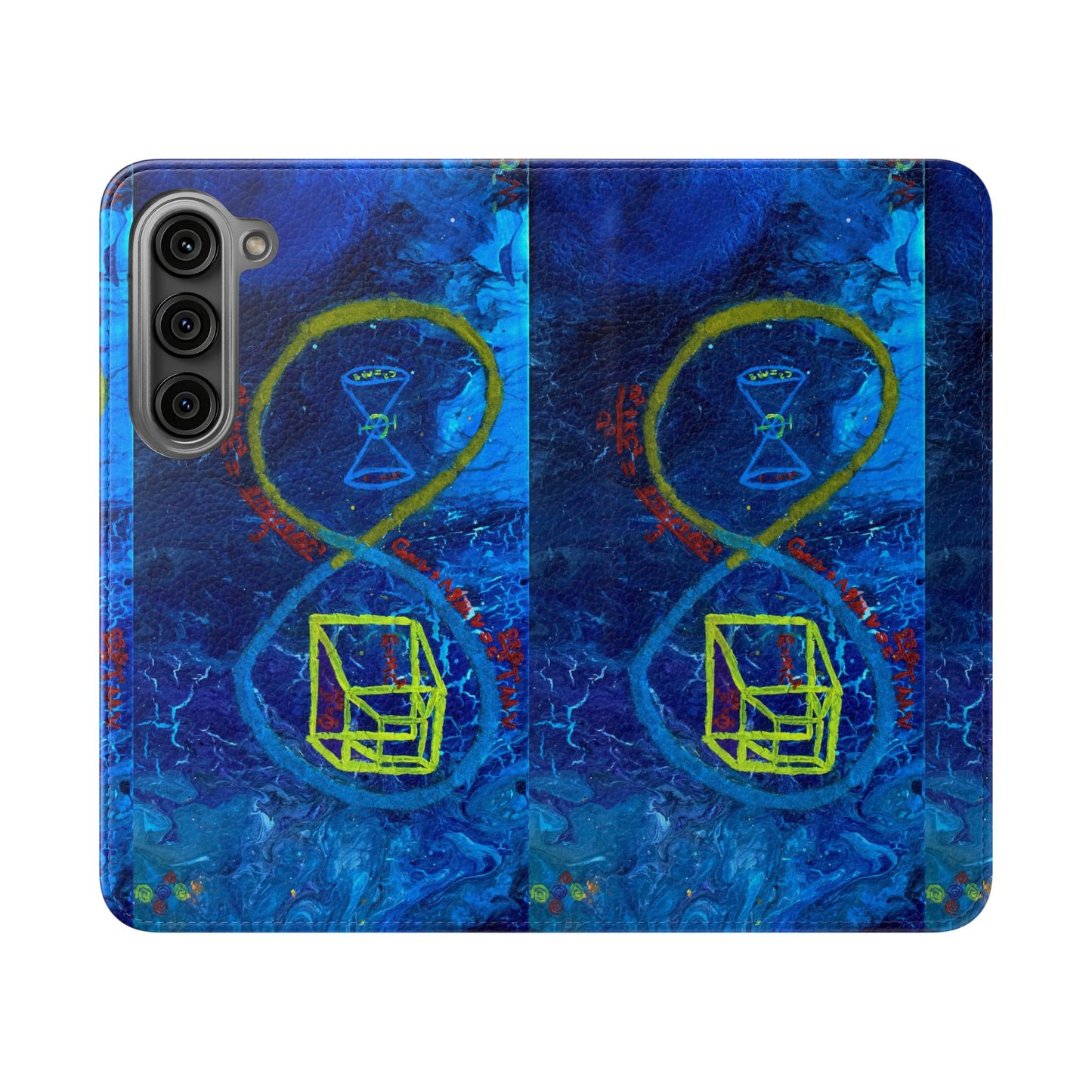 Artistic Flip Cases for Phone, Unique Blue Hourglass Design, Smartphone Wallet, Gift for Artists, Artsy Accessories