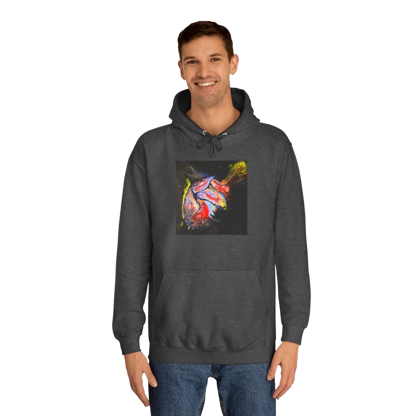 Artistic Heart Unisex Hoodie, Cozy College Apparel, Unique Design, Everyday Wear, Great Gift for Students, Colorful Graphic