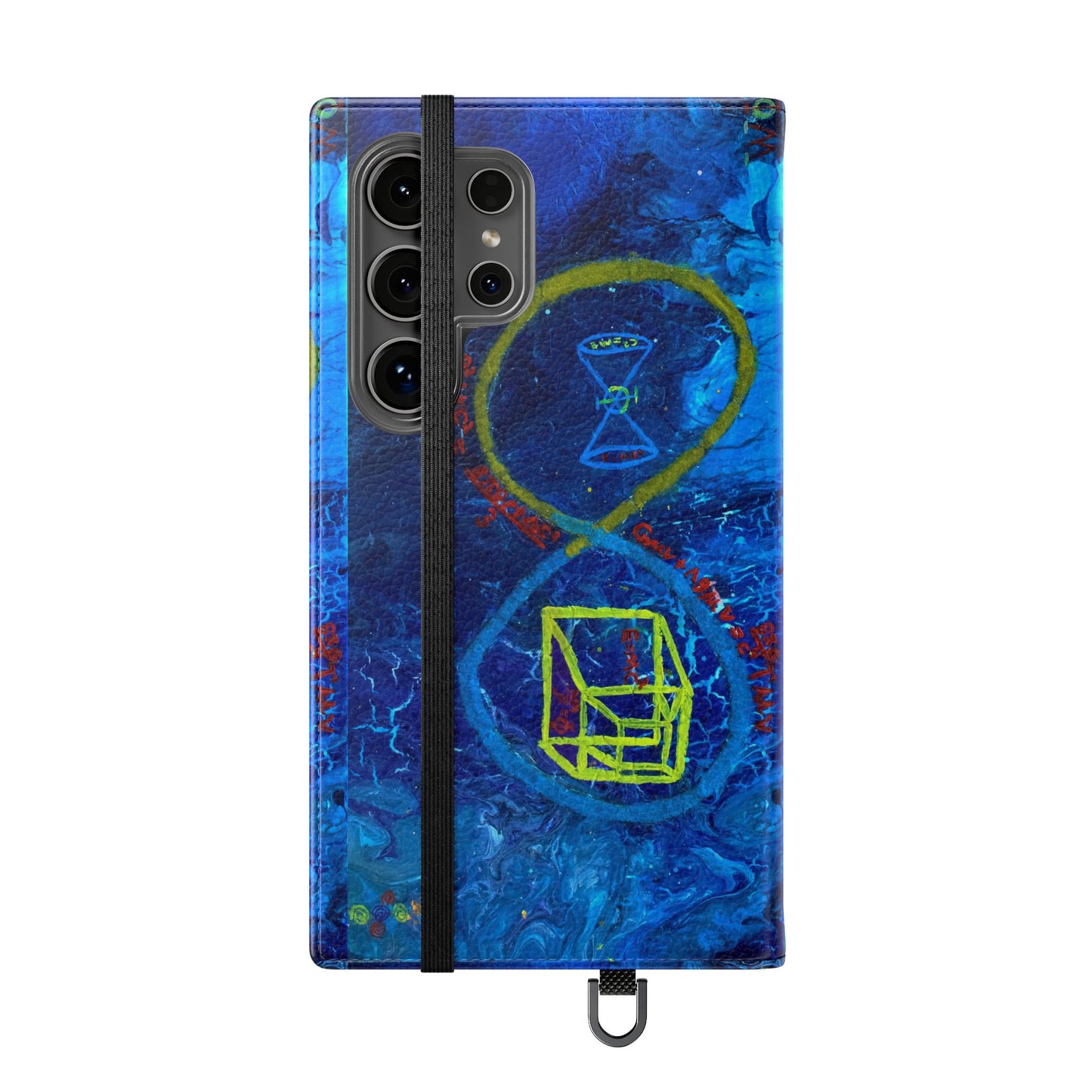 Artistic Flip Cases for Phone, Unique Blue Hourglass Design, Smartphone Wallet, Gift for Artists, Artsy Accessories