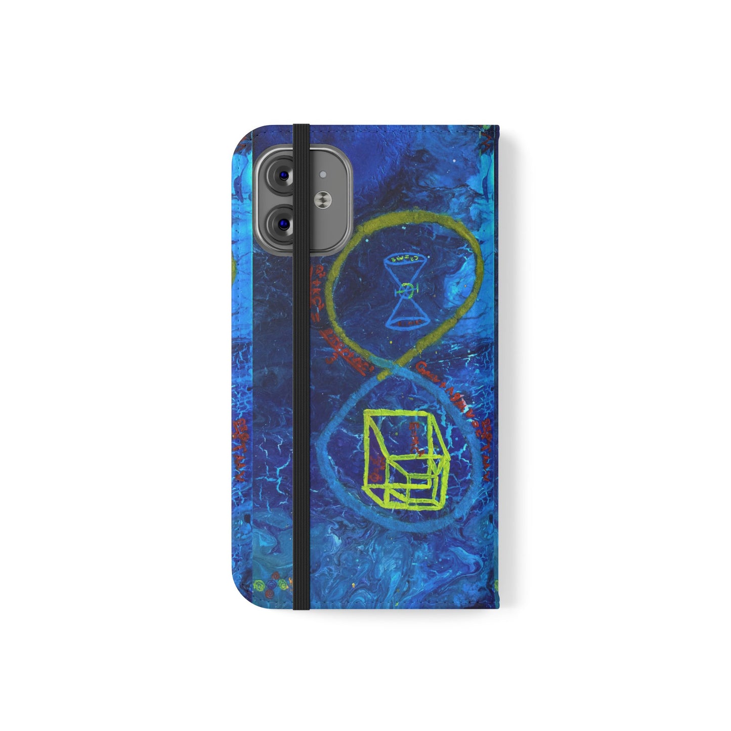 Artistic Flip Cases for Phone, Unique Blue Hourglass Design, Smartphone Wallet, Gift for Artists, Artsy Accessories