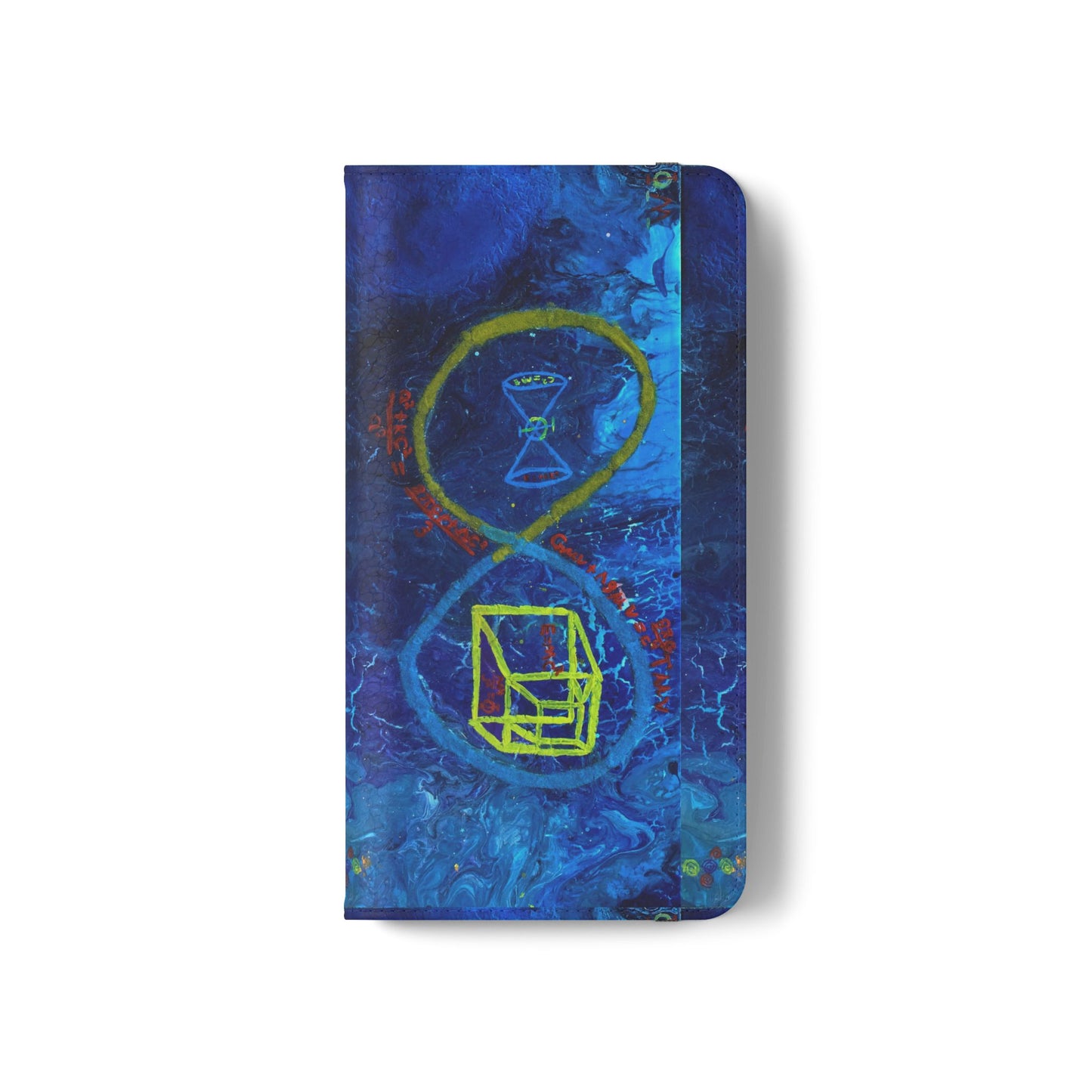 Artistic Flip Cases for Phone, Unique Blue Hourglass Design, Smartphone Wallet, Gift for Artists, Artsy Accessories