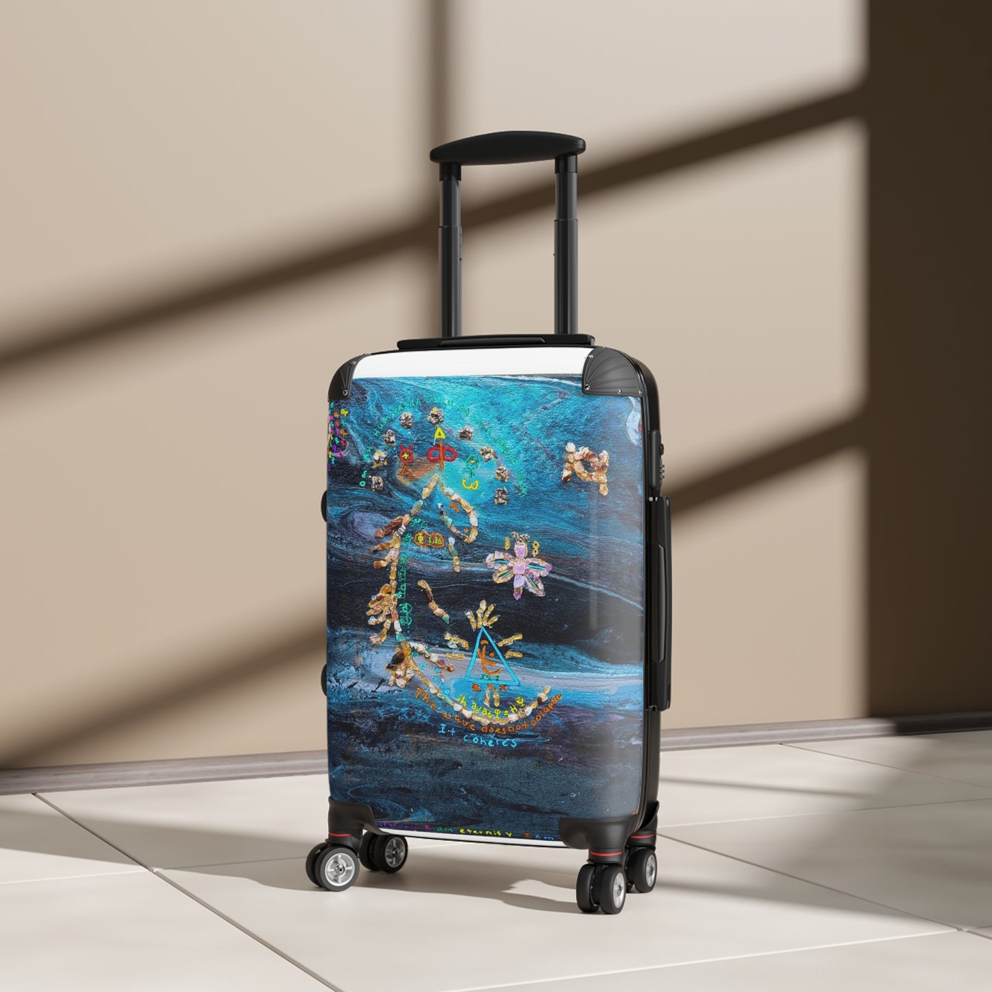 Suitcase - Nautical Blue Artistic Moon & Stars Carry-On Luggage
