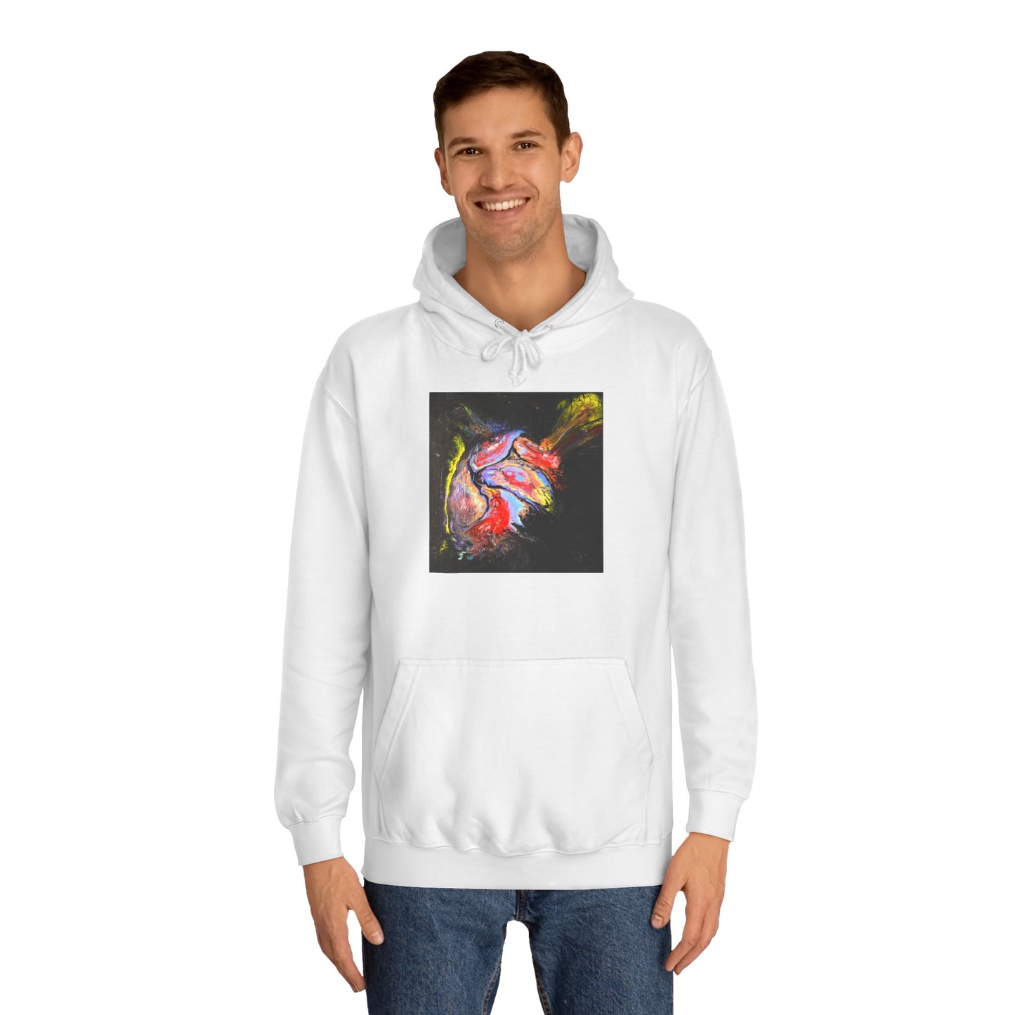 Artistic Heart Unisex Hoodie, Cozy College Apparel, Unique Design, Everyday Wear, Great Gift for Students, Colorful Graphic