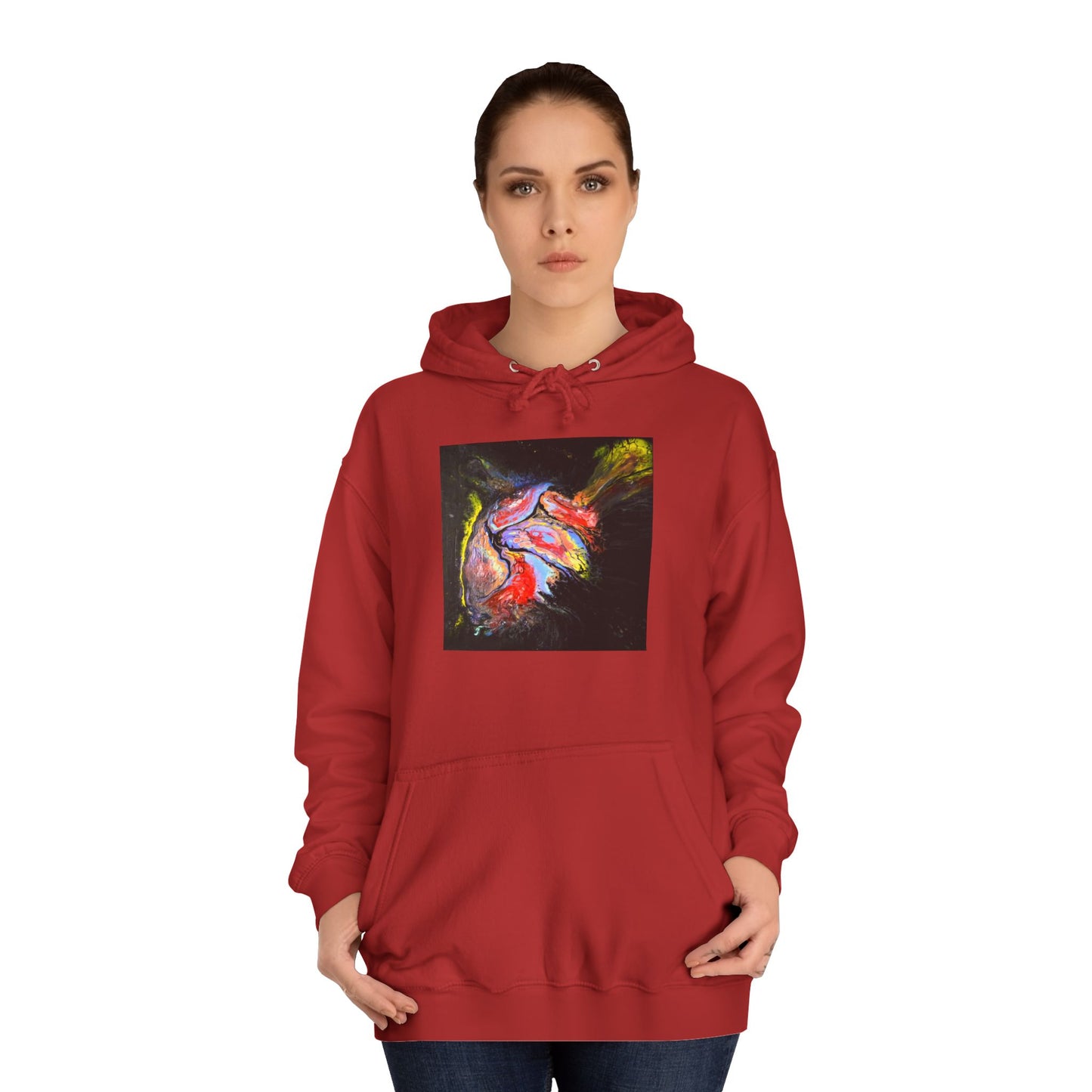 Artistic Heart Unisex Hoodie, Cozy College Apparel, Unique Design, Everyday Wear, Great Gift for Students, Colorful Graphic