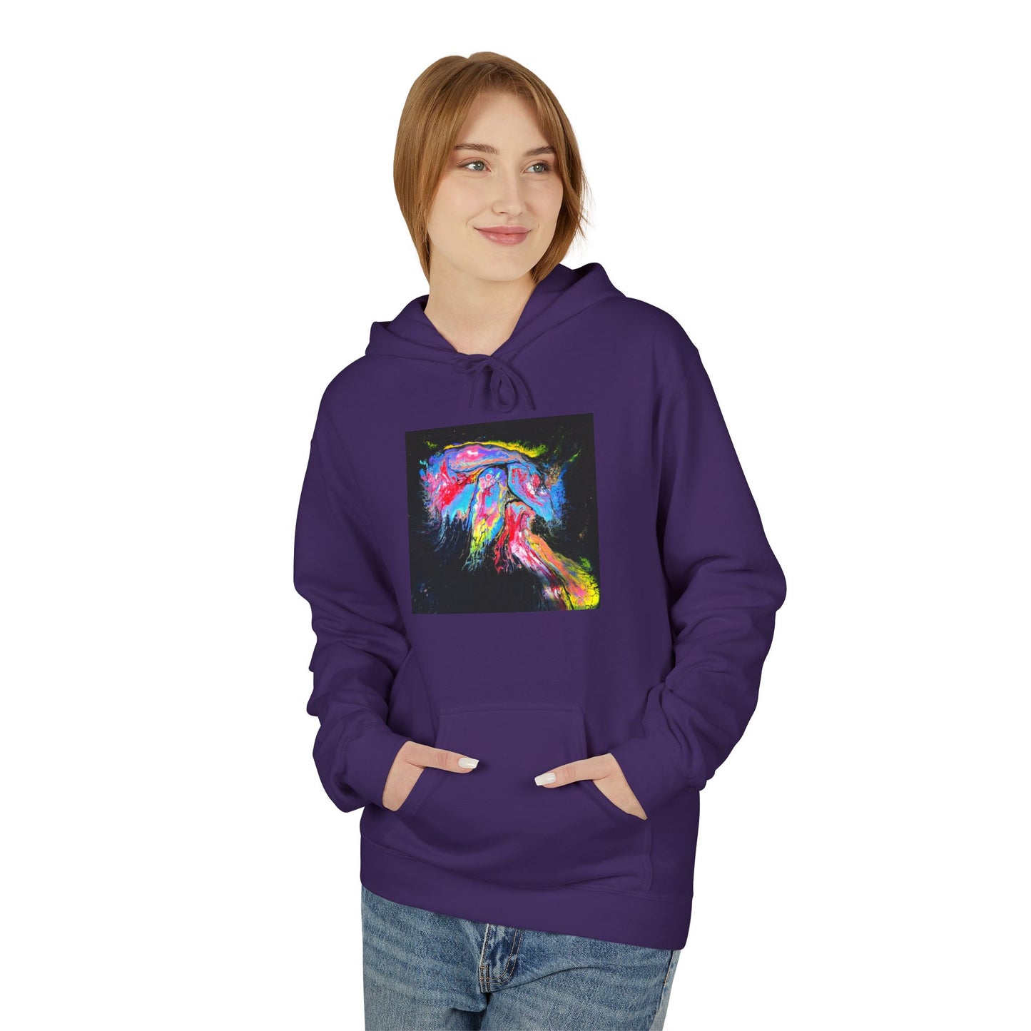 Vibrant Artistic Hoodie, Colorful Fleece Sweatshirt for Art Lovers, Cozy Casual Wear, Unique Gift for Birthdays, Creative Apparel