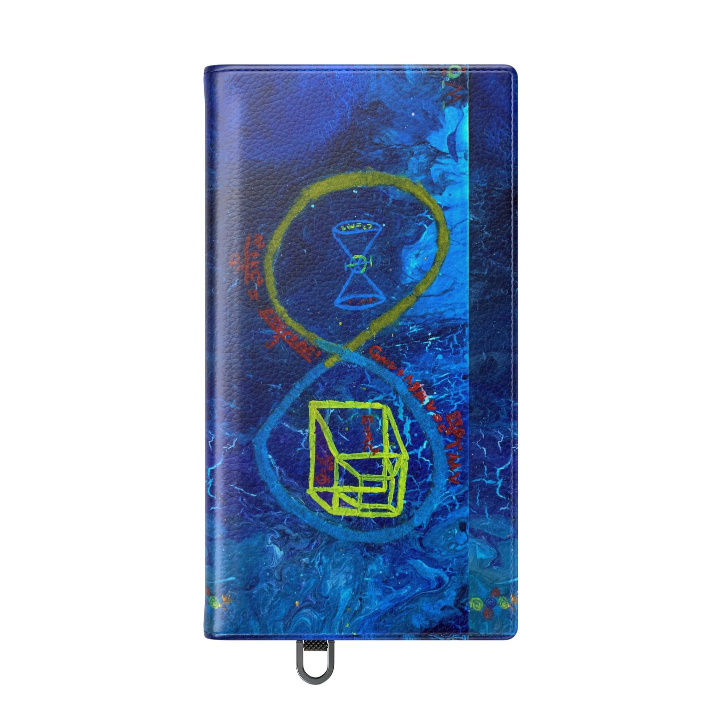 Artistic Flip Cases for Phone, Unique Blue Hourglass Design, Smartphone Wallet, Gift for Artists, Artsy Accessories