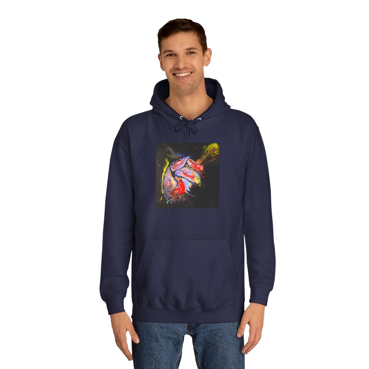 Artistic Heart Unisex Hoodie, Cozy College Apparel, Unique Design, Everyday Wear, Great Gift for Students, Colorful Graphic