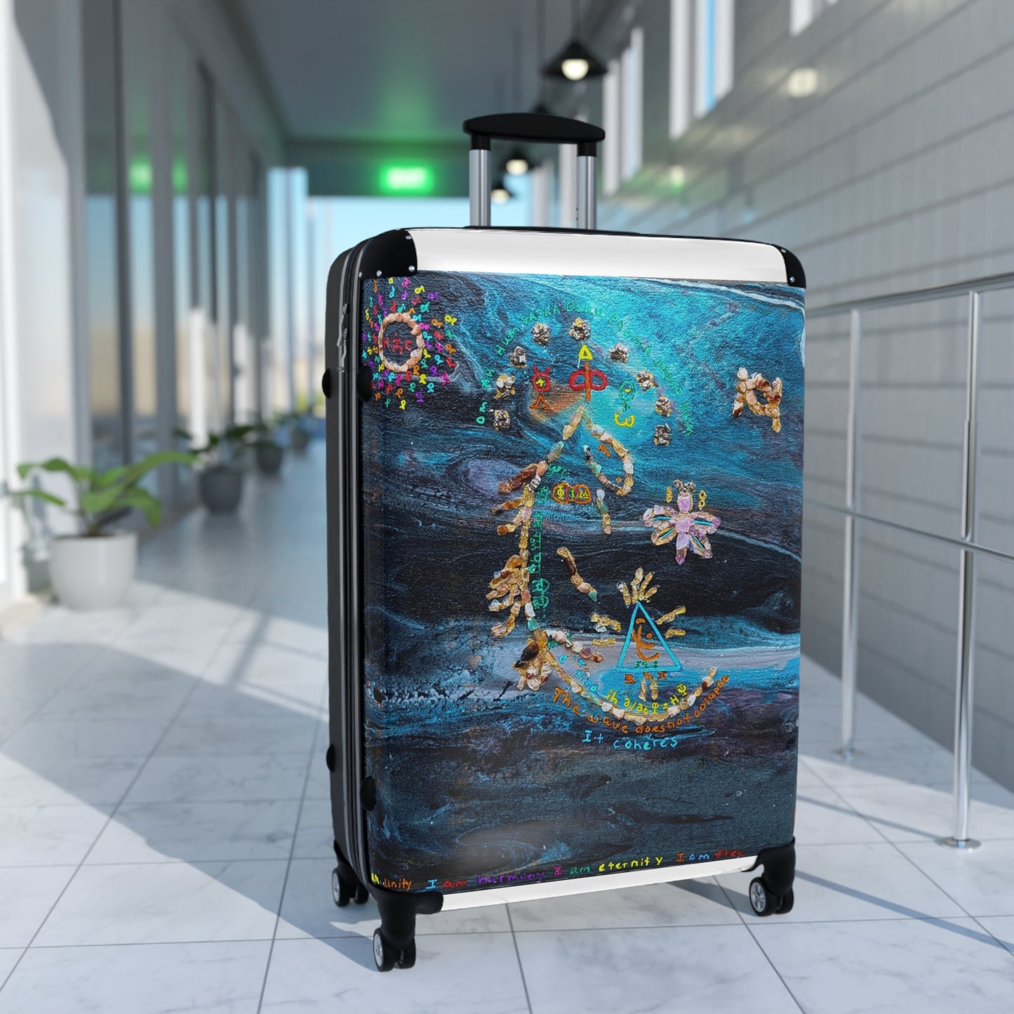 Suitcase - Nautical Blue Artistic Moon & Stars Carry-On Luggage