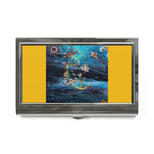 Artistic Nautical Business Card Holder — Hand-Painted Ocean Design