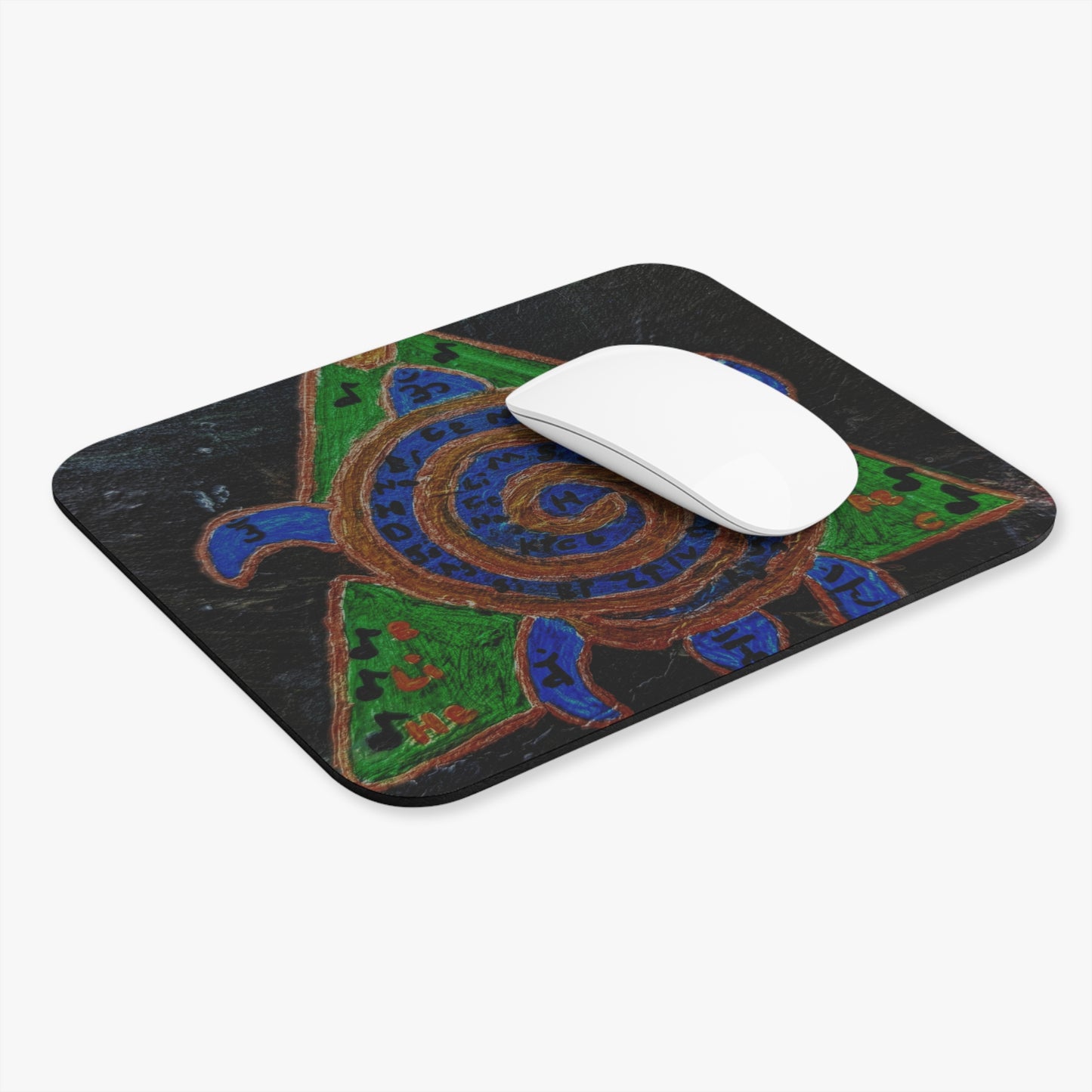 Artistic Turtle Mouse Pad, Bohemian Desk Accessory, Eco-Friendly Office Décor, Unique Gift for Students, Nature Inspired Home Office