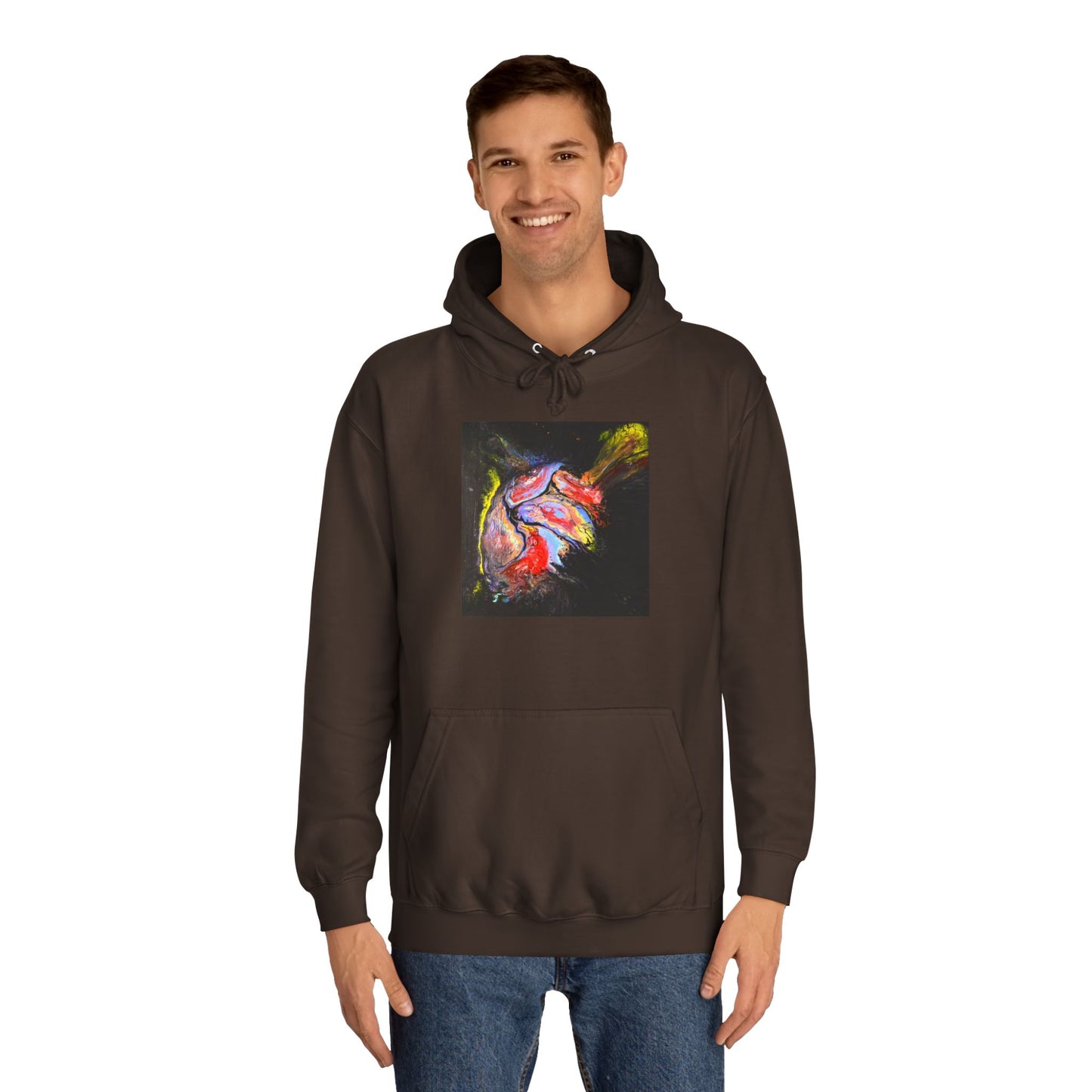 Artistic Heart Unisex Hoodie, Cozy College Apparel, Unique Design, Everyday Wear, Great Gift for Students, Colorful Graphic