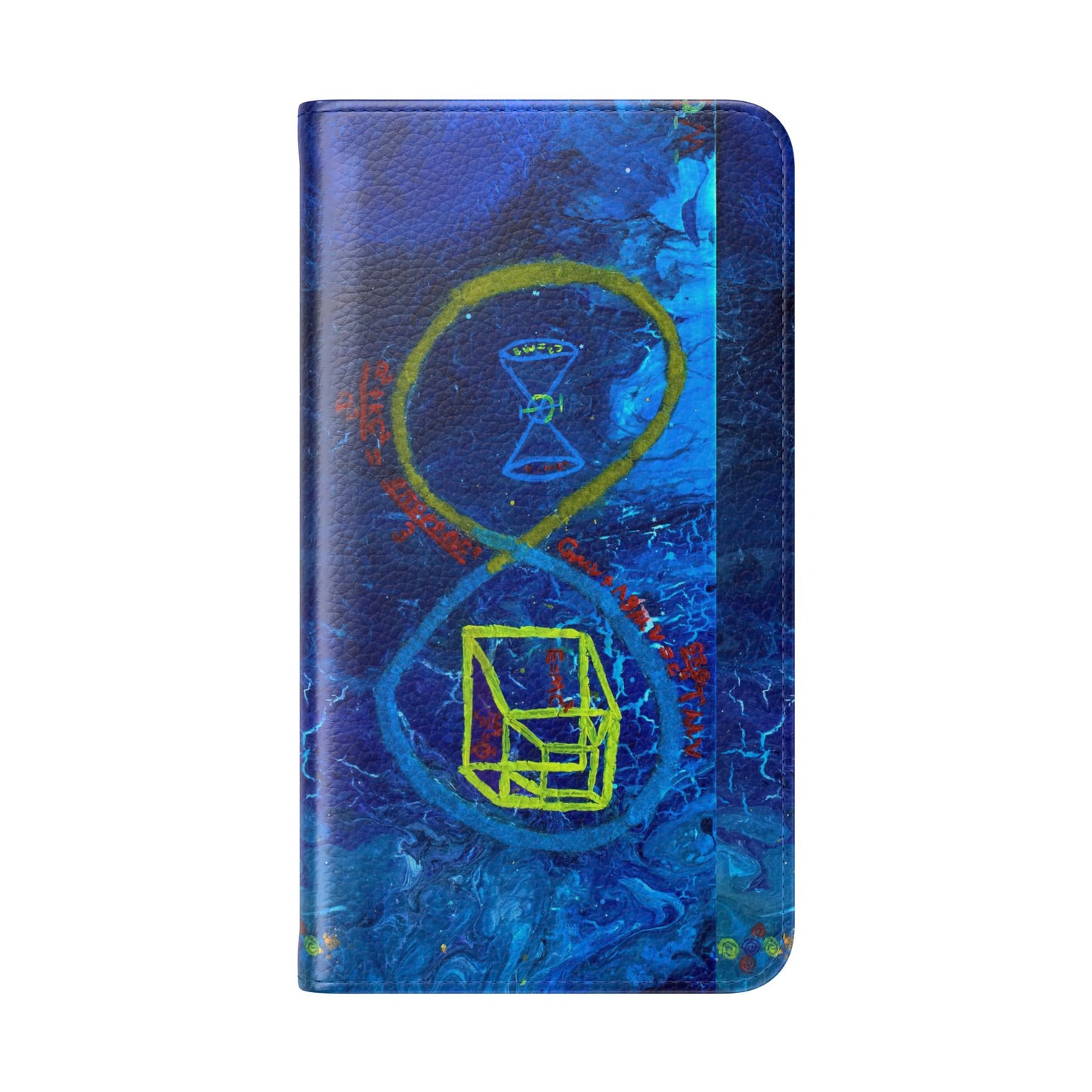 Artistic Flip Cases for Phone, Unique Blue Hourglass Design, Smartphone Wallet, Gift for Artists, Artsy Accessories