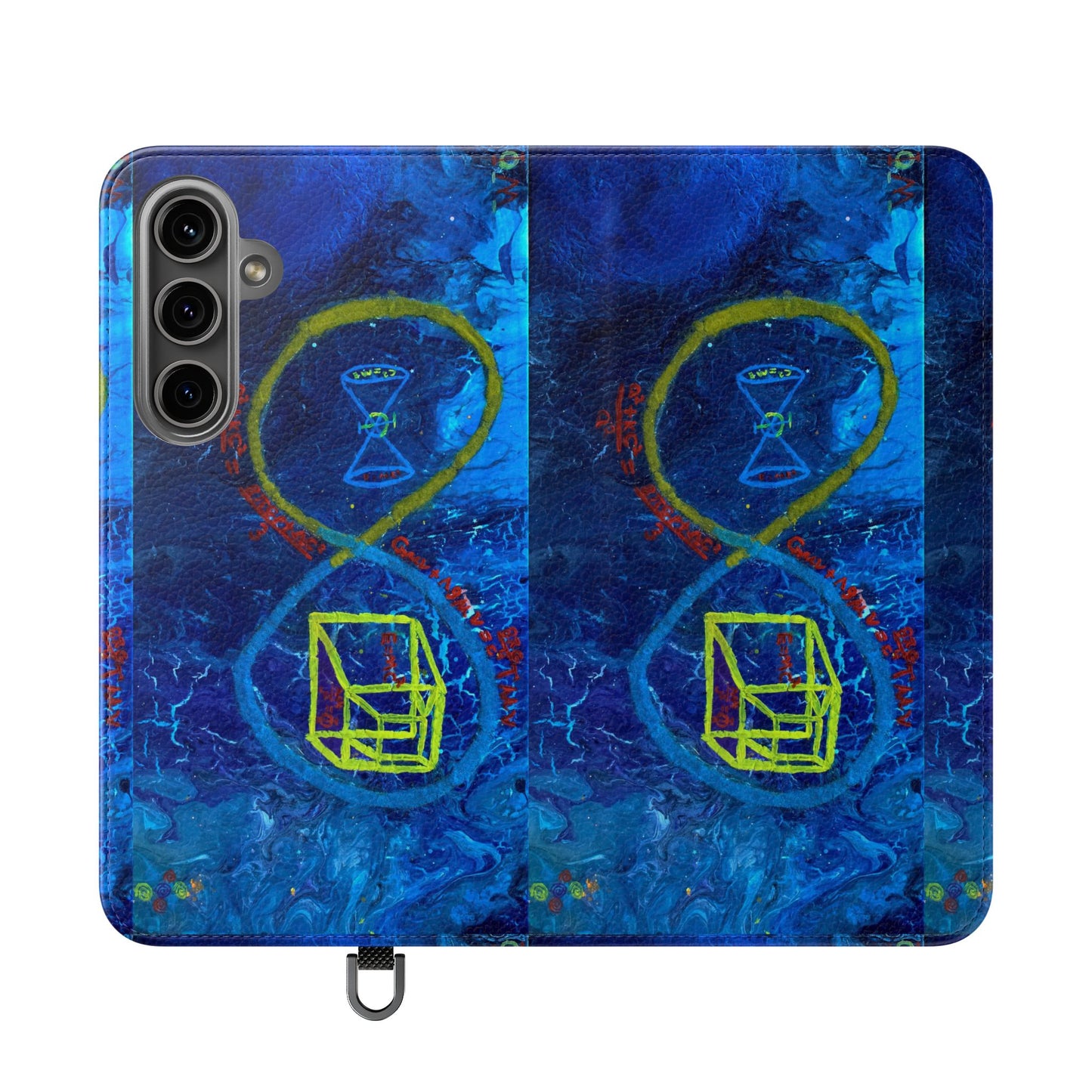Artistic Flip Cases for Phone, Unique Blue Hourglass Design, Smartphone Wallet, Gift for Artists, Artsy Accessories