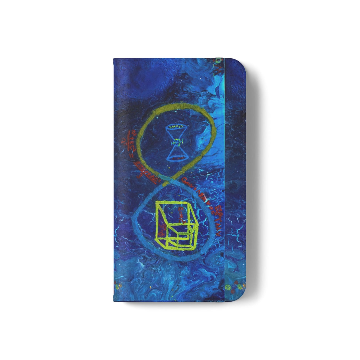 Artistic Flip Cases for Phone, Unique Blue Hourglass Design, Smartphone Wallet, Gift for Artists, Artsy Accessories