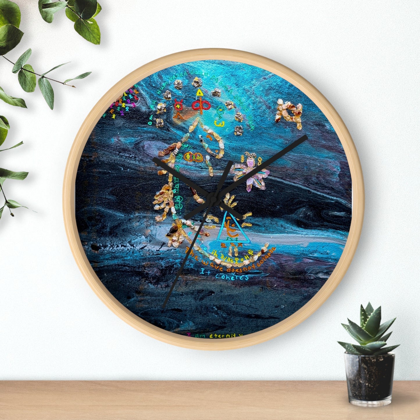 Abstract Ocean Zodiac Wall Clock — Nautical Blue Celestial Timepiece