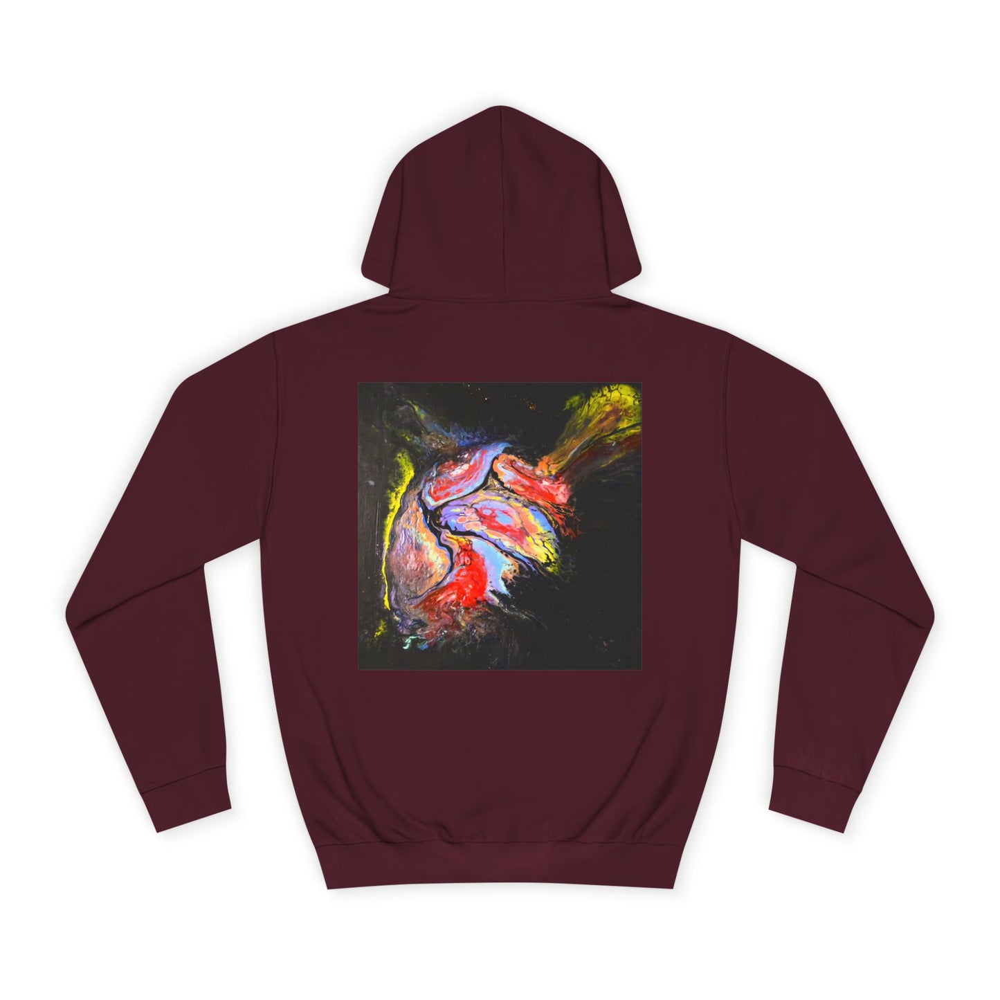 Artistic Heart Unisex Hoodie, Cozy College Apparel, Unique Design, Everyday Wear, Great Gift for Students, Colorful Graphic