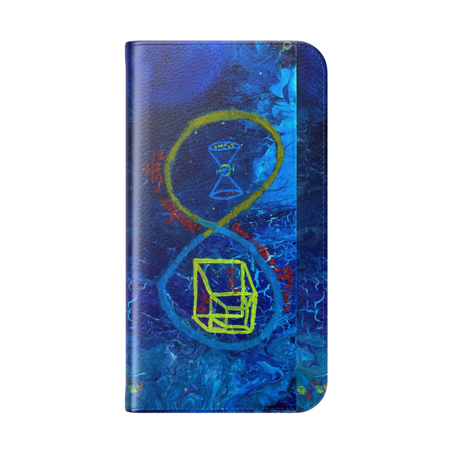 Artistic Flip Cases for Phone, Unique Blue Hourglass Design, Smartphone Wallet, Gift for Artists, Artsy Accessories