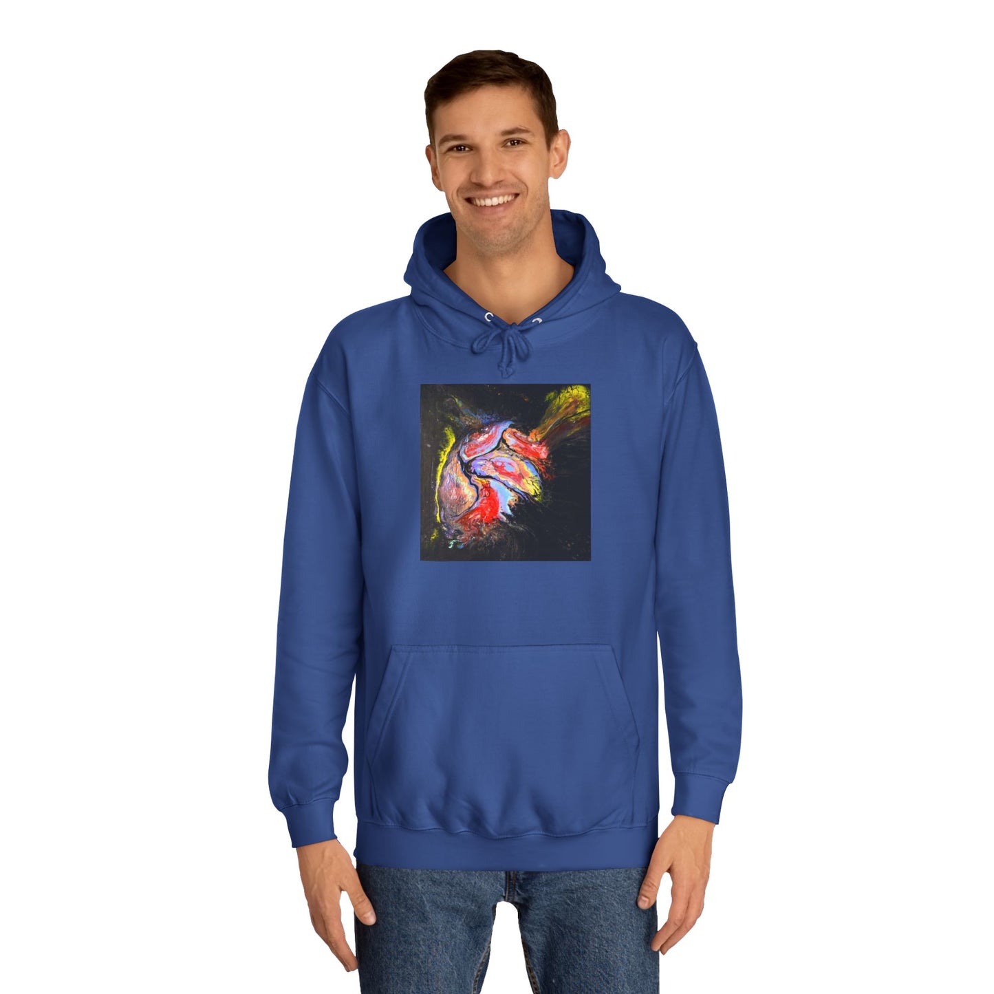 Artistic Heart Unisex Hoodie, Cozy College Apparel, Unique Design, Everyday Wear, Great Gift for Students, Colorful Graphic