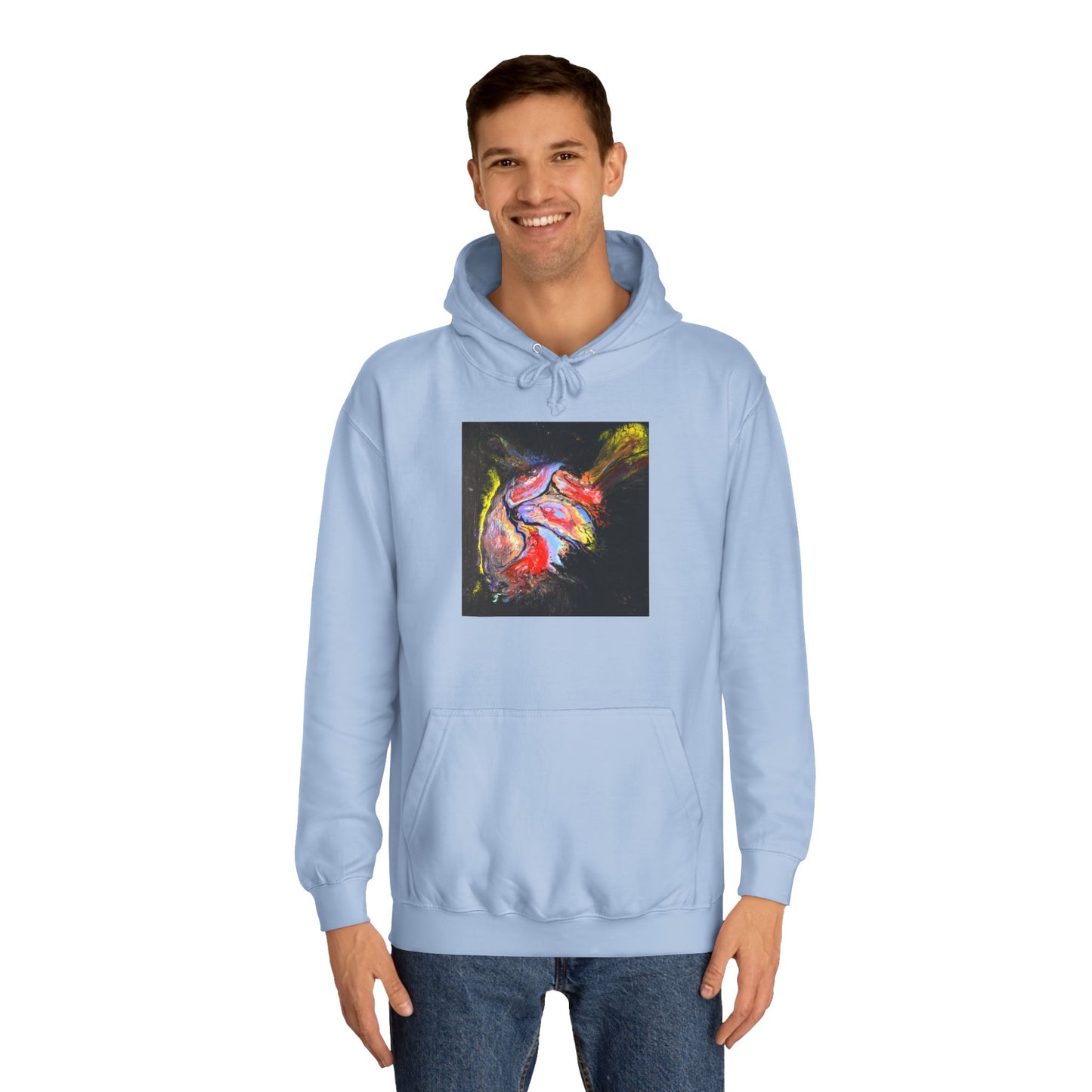 Artistic Heart Unisex Hoodie, Cozy College Apparel, Unique Design, Everyday Wear, Great Gift for Students, Colorful Graphic