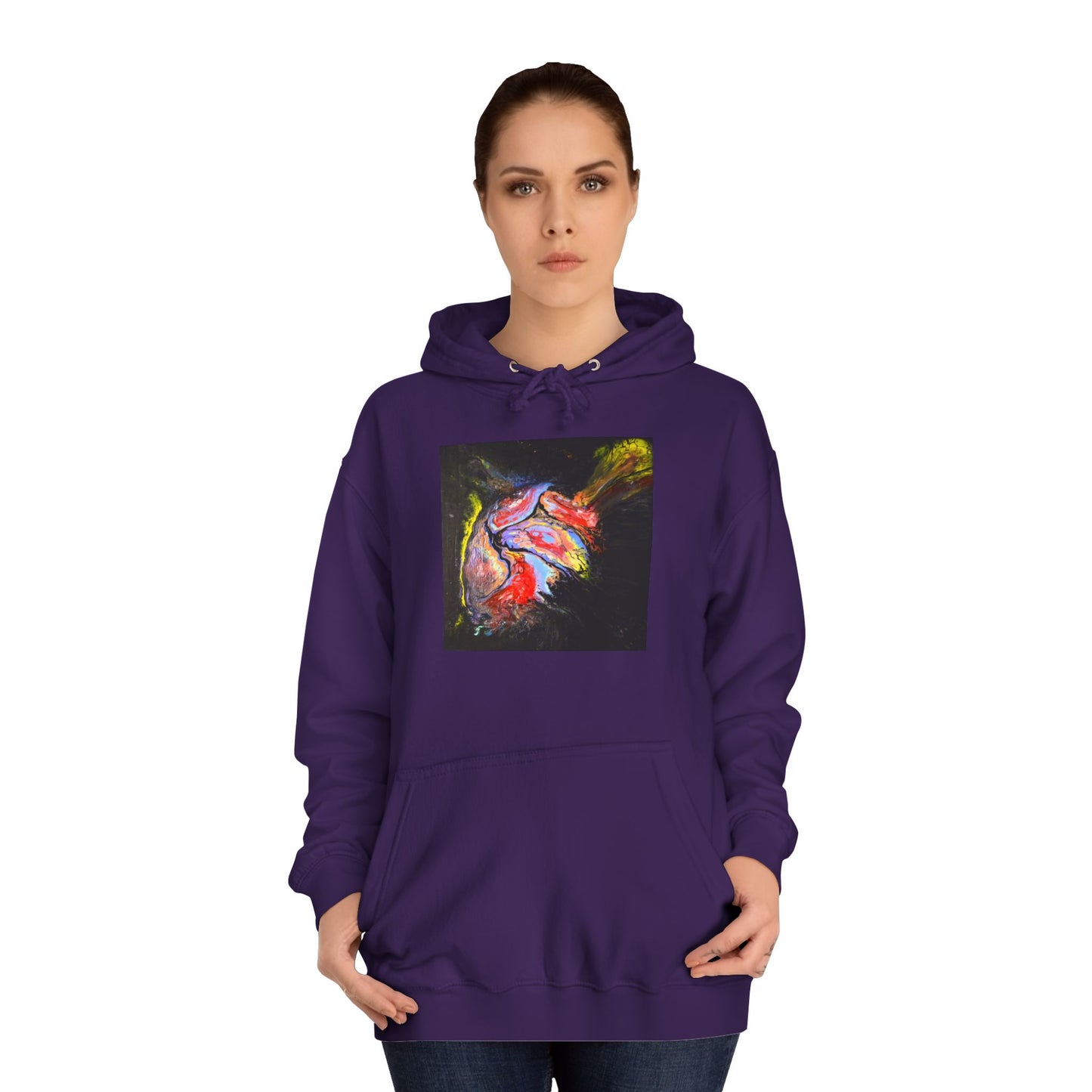 Artistic Heart Unisex Hoodie, Cozy College Apparel, Unique Design, Everyday Wear, Great Gift for Students, Colorful Graphic