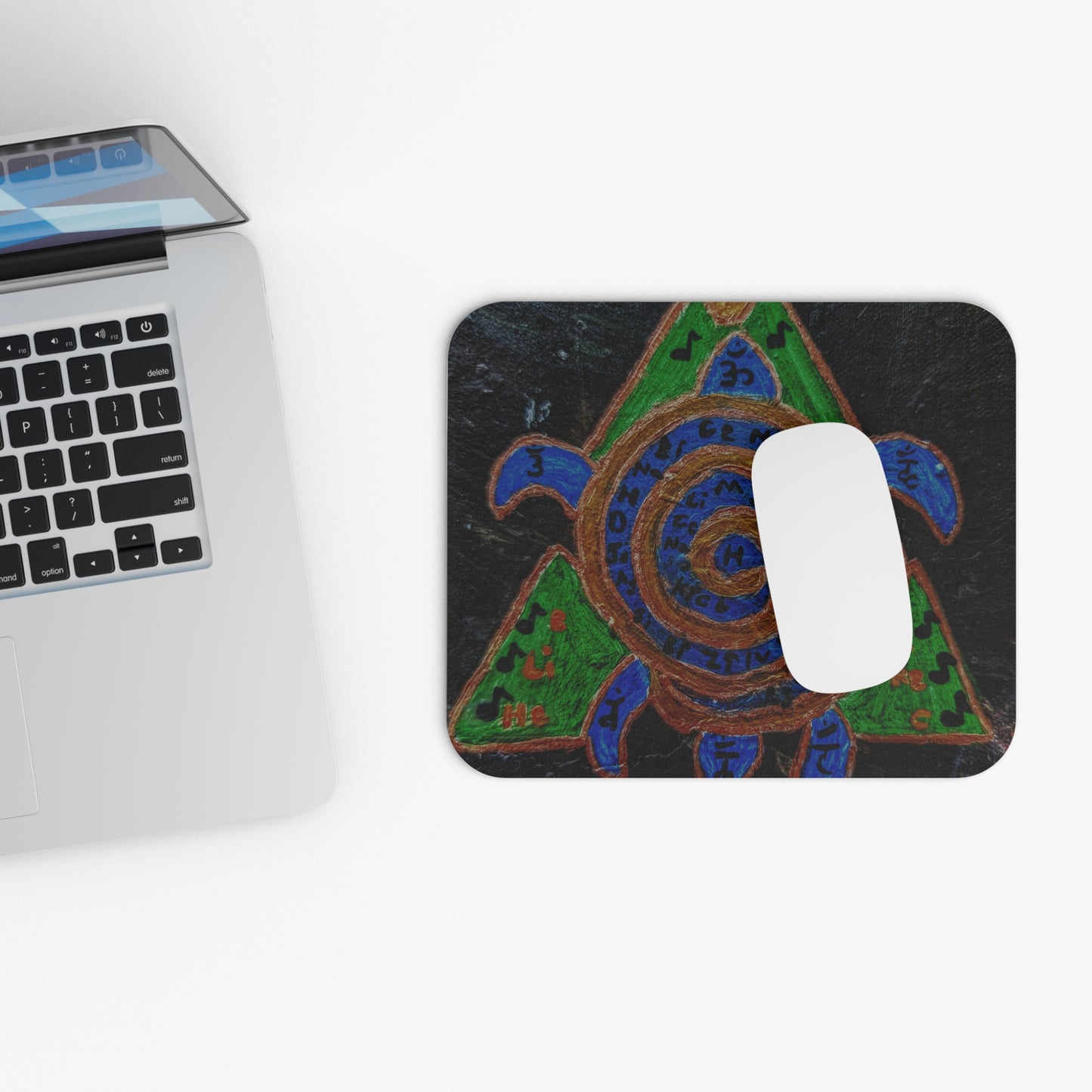 Artistic Turtle Mouse Pad, Bohemian Desk Accessory, Eco-Friendly Office Décor, Unique Gift for Students, Nature Inspired Home Office