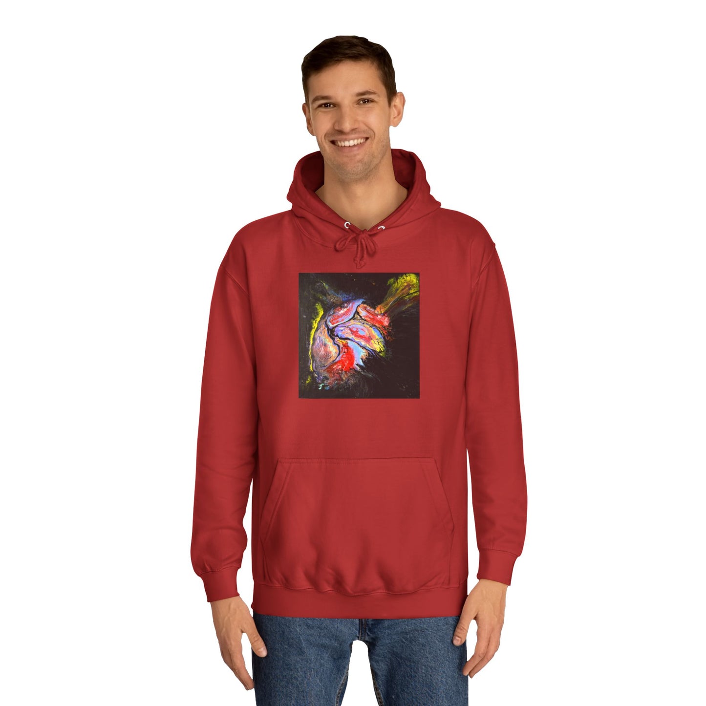 Artistic Heart Unisex Hoodie, Cozy College Apparel, Unique Design, Everyday Wear, Great Gift for Students, Colorful Graphic