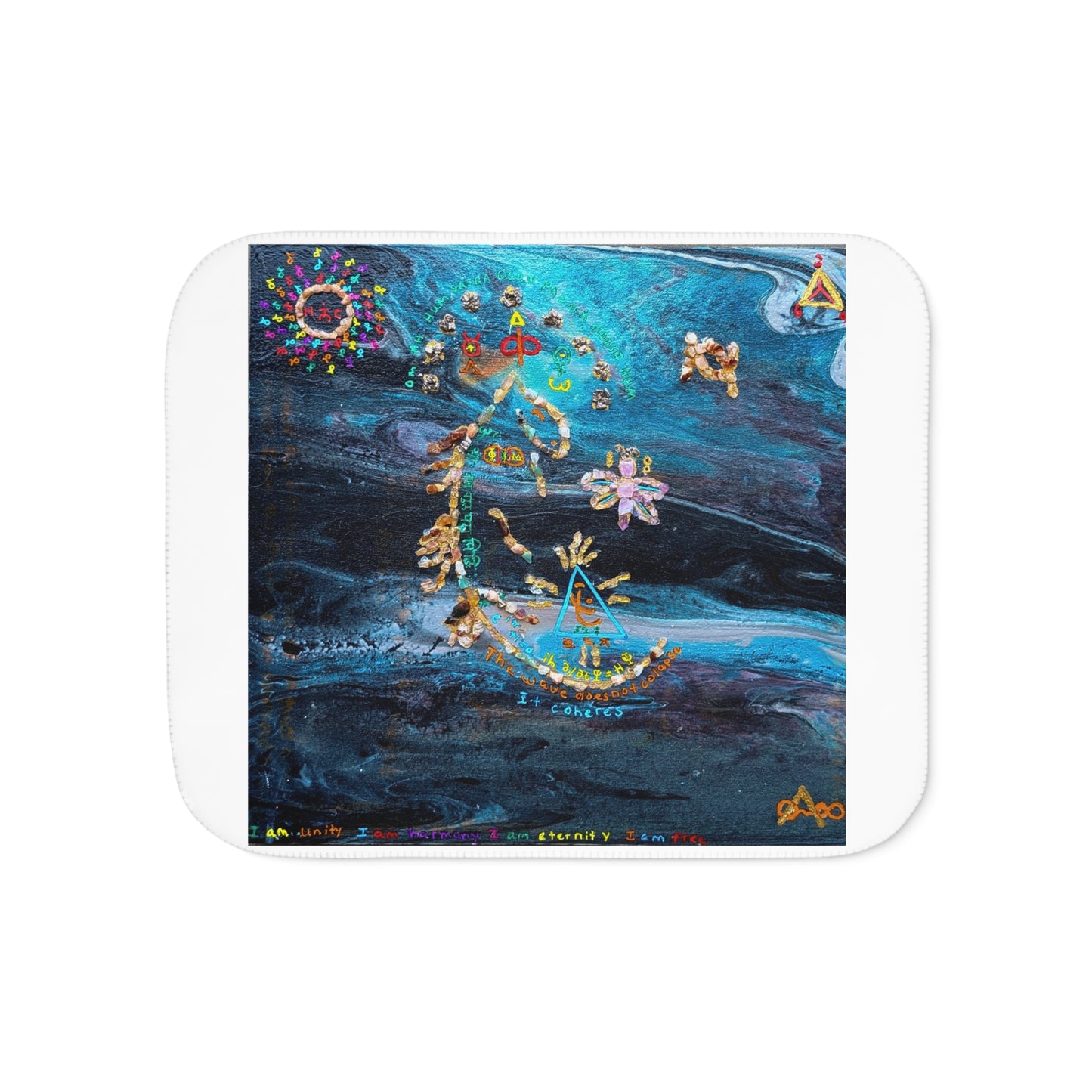 Celestial Moon Sherpa Blanket - Blue Galaxy Floral Crescent Design