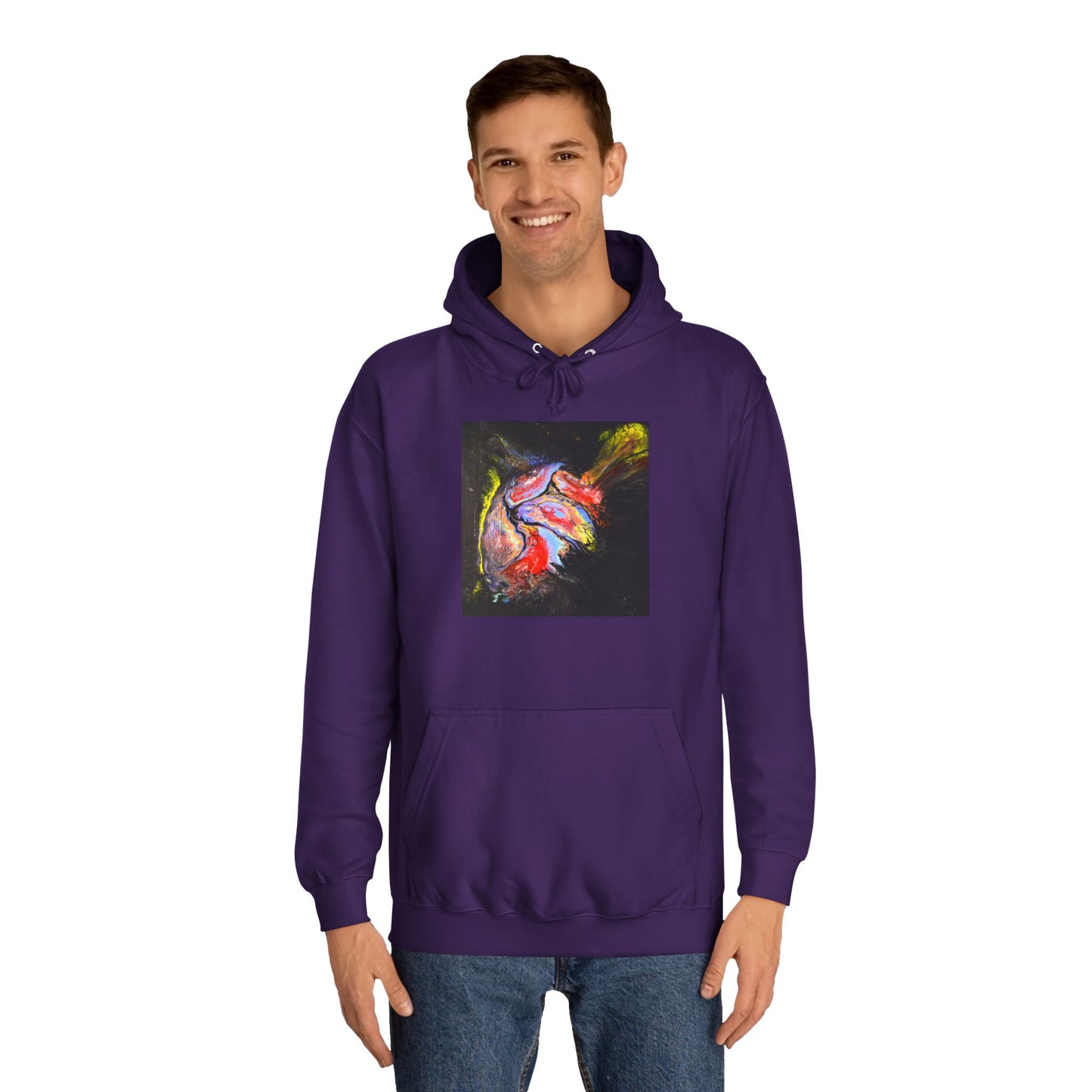Artistic Heart Unisex Hoodie, Cozy College Apparel, Unique Design, Everyday Wear, Great Gift for Students, Colorful Graphic