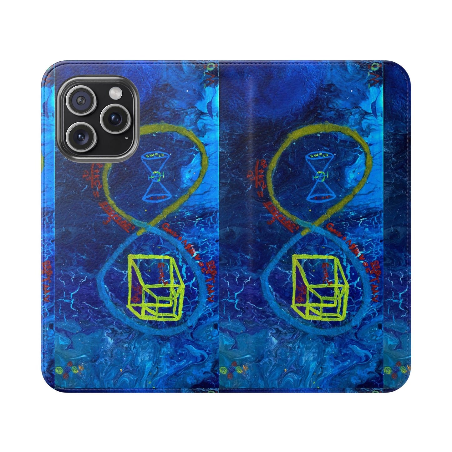 Artistic Flip Cases for Phone, Unique Blue Hourglass Design, Smartphone Wallet, Gift for Artists, Artsy Accessories