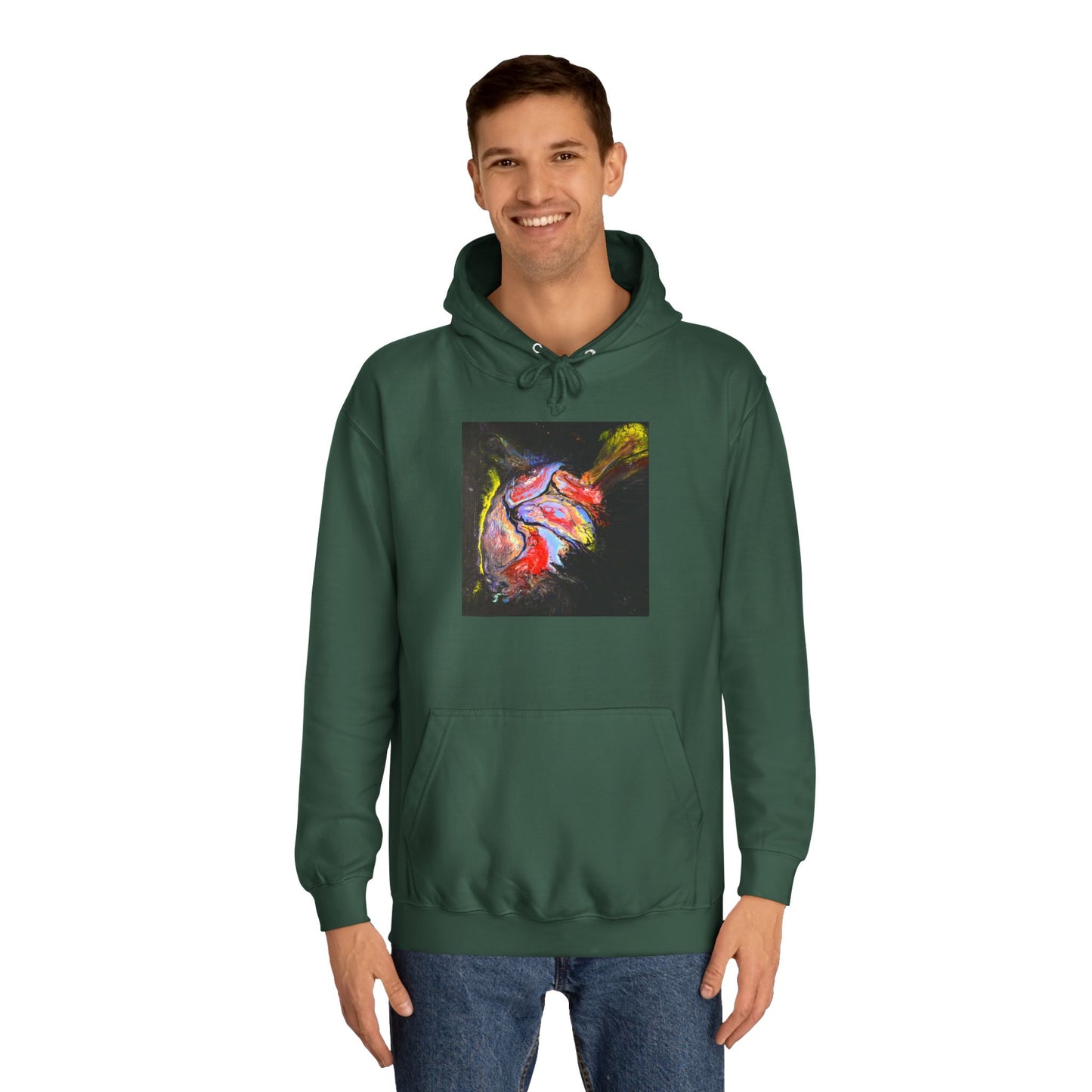 Artistic Heart Unisex Hoodie, Cozy College Apparel, Unique Design, Everyday Wear, Great Gift for Students, Colorful Graphic