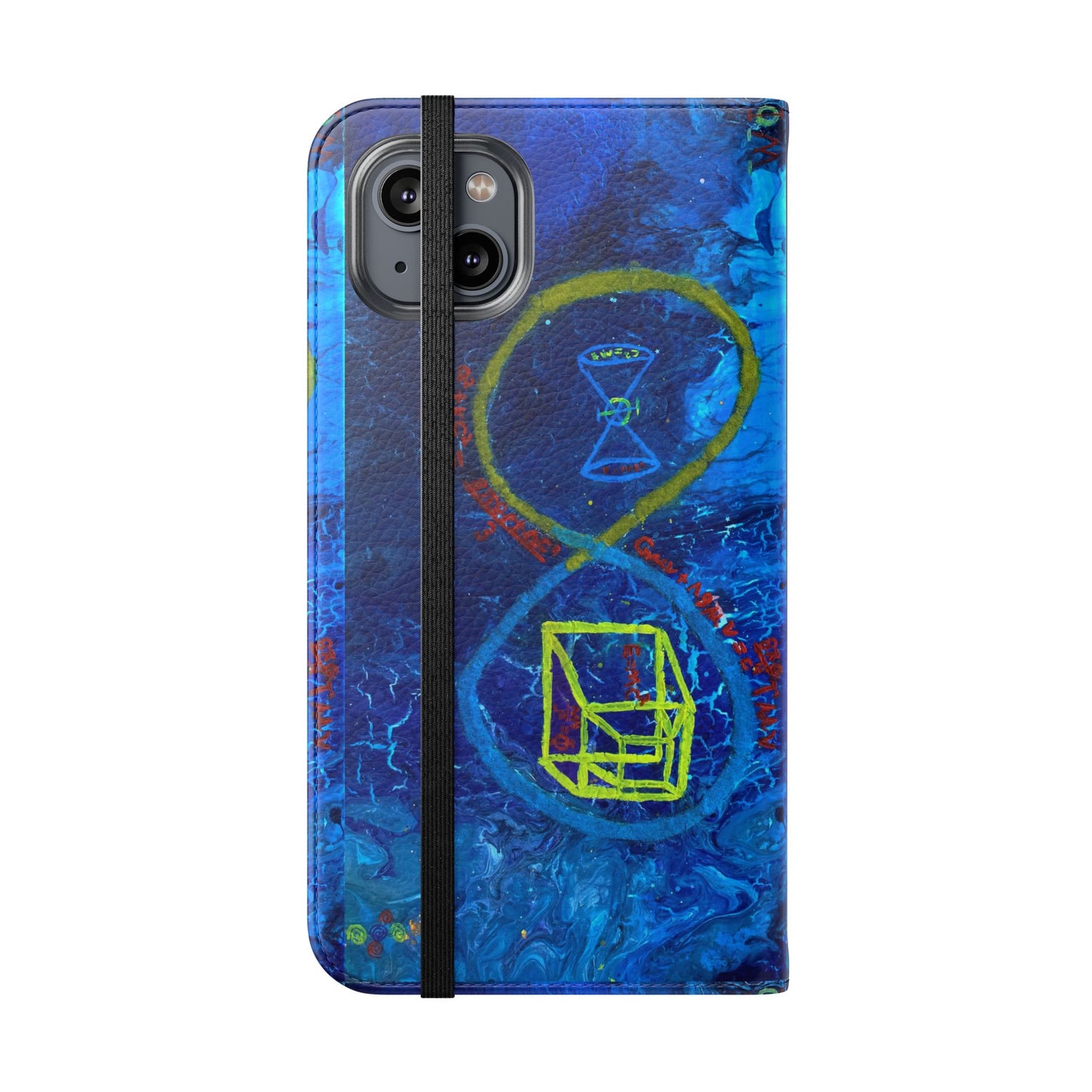 Artistic Flip Cases for Phone, Unique Blue Hourglass Design, Smartphone Wallet, Gift for Artists, Artsy Accessories