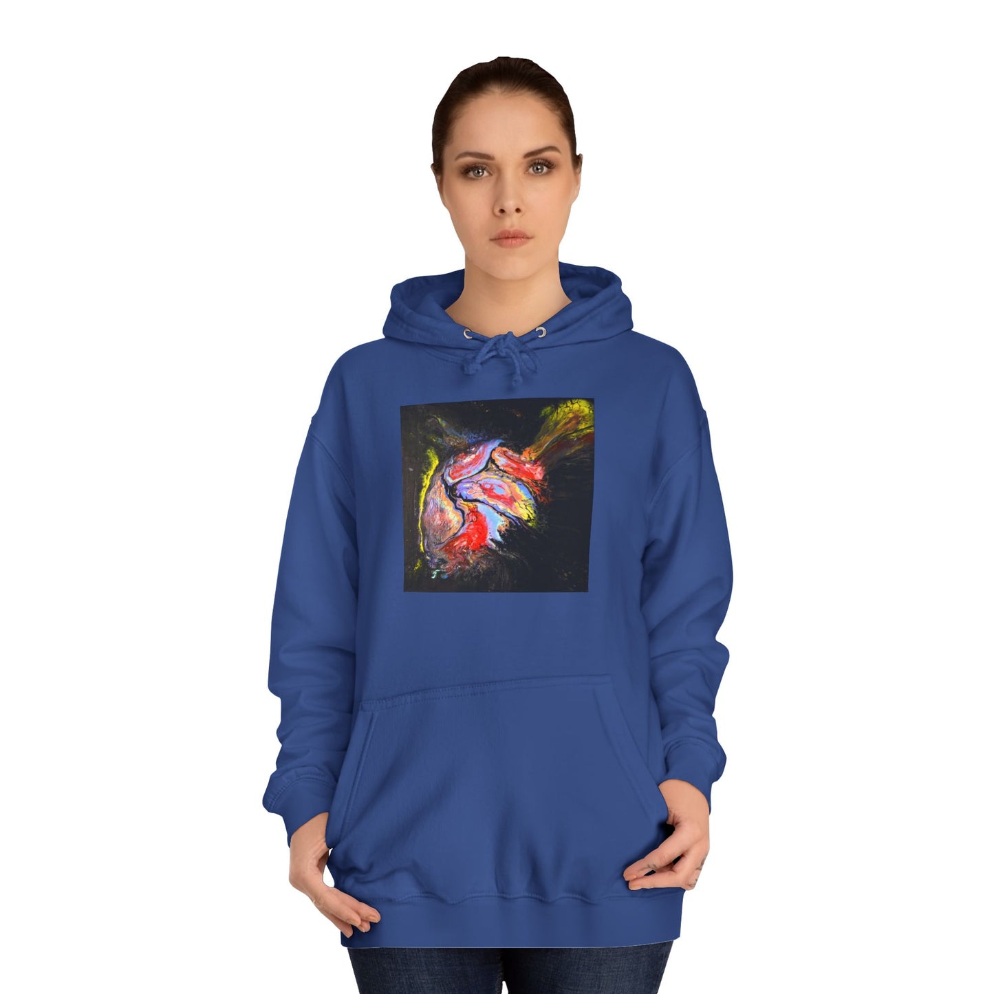 Artistic Heart Unisex Hoodie, Cozy College Apparel, Unique Design, Everyday Wear, Great Gift for Students, Colorful Graphic