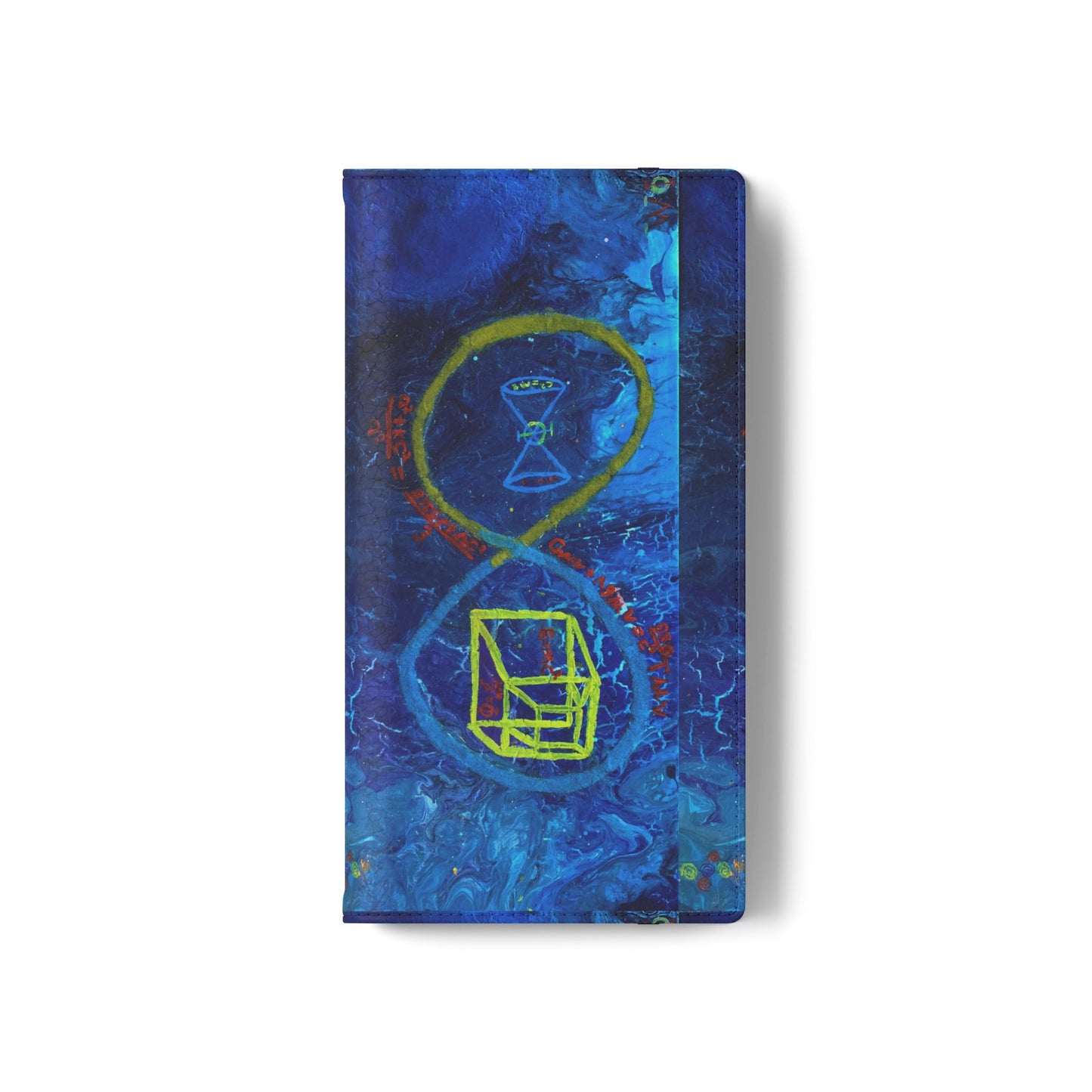 Artistic Flip Cases for Phone, Unique Blue Hourglass Design, Smartphone Wallet, Gift for Artists, Artsy Accessories
