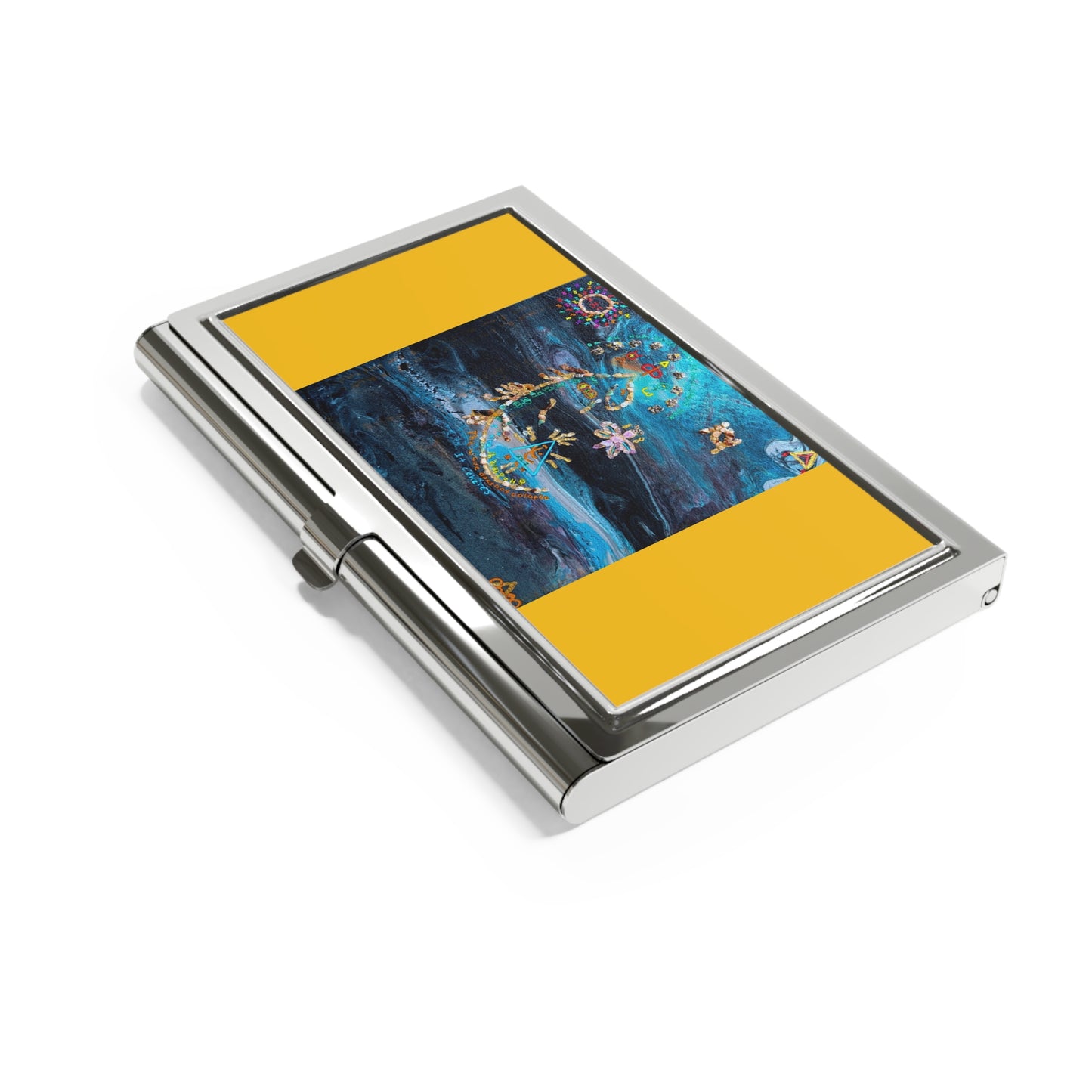 Artistic Nautical Business Card Holder — Hand-Painted Ocean Design