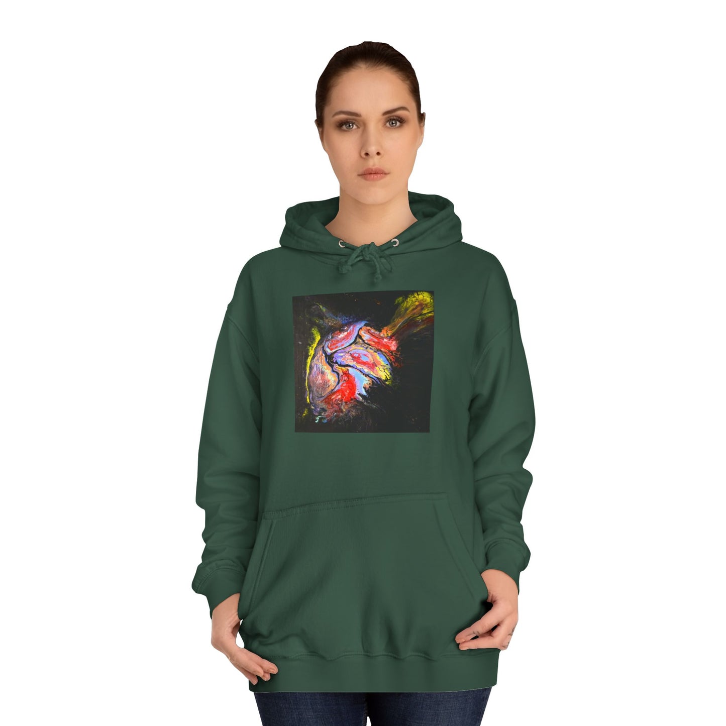 Artistic Heart Unisex Hoodie, Cozy College Apparel, Unique Design, Everyday Wear, Great Gift for Students, Colorful Graphic