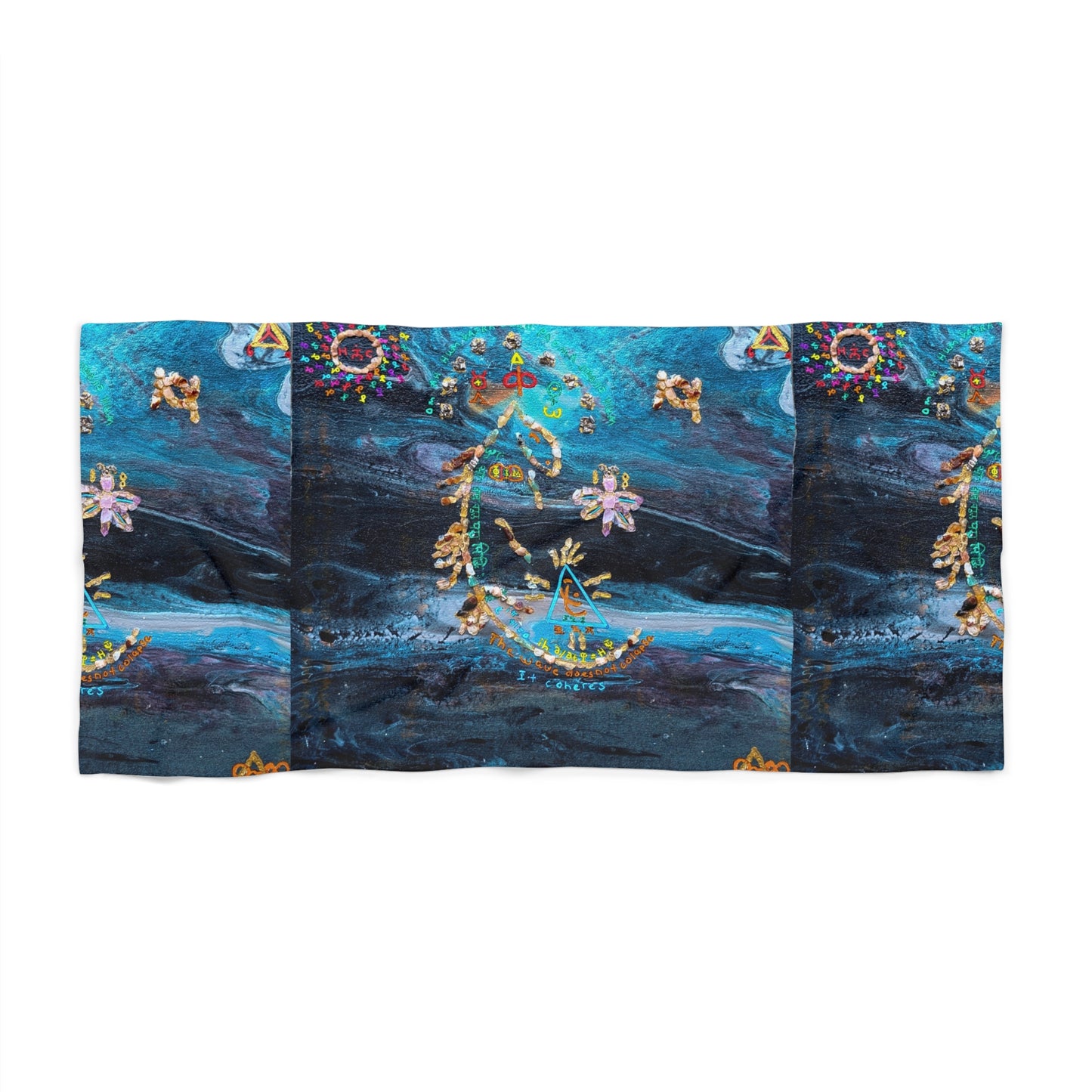 Ocean Dreamscape Beach Towel — Nautical Mermaid & Shell Art Print