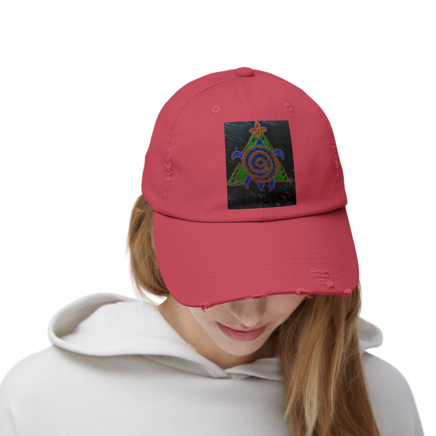 Spiraled Art Distressed Cap, Unisex Hat, Trendy Cap for Every Occasion, Gift for Him or Her, Festival Headwear, Casual Accessories