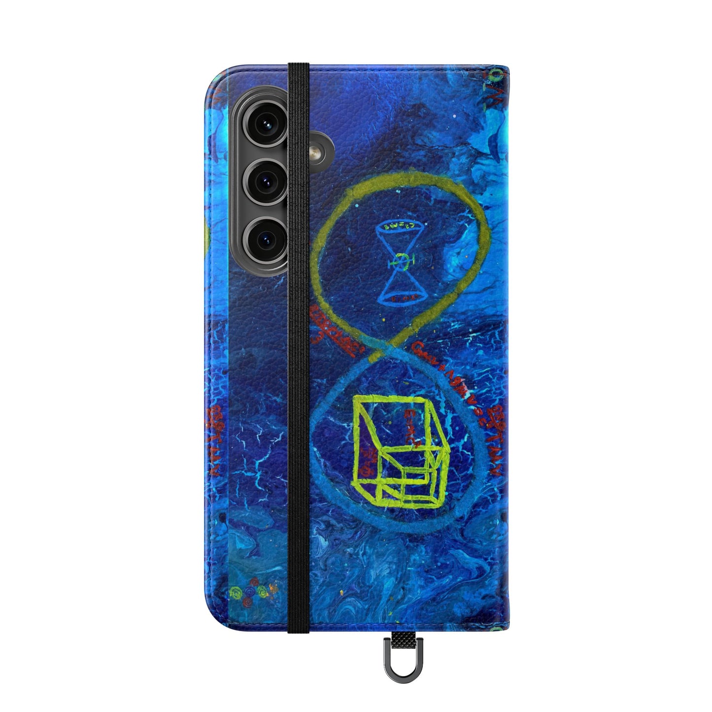 Artistic Flip Cases for Phone, Unique Blue Hourglass Design, Smartphone Wallet, Gift for Artists, Artsy Accessories