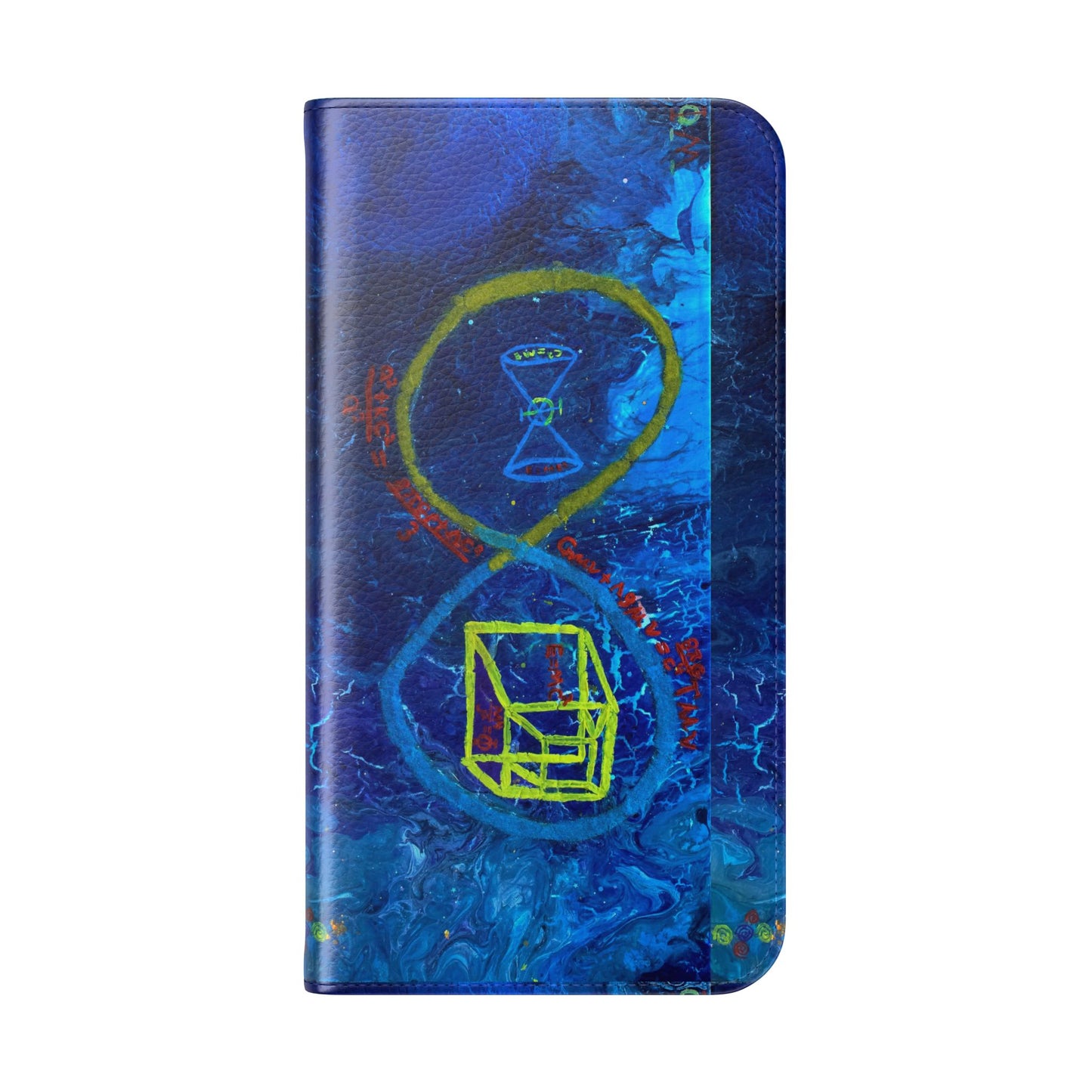 Artistic Flip Cases for Phone, Unique Blue Hourglass Design, Smartphone Wallet, Gift for Artists, Artsy Accessories