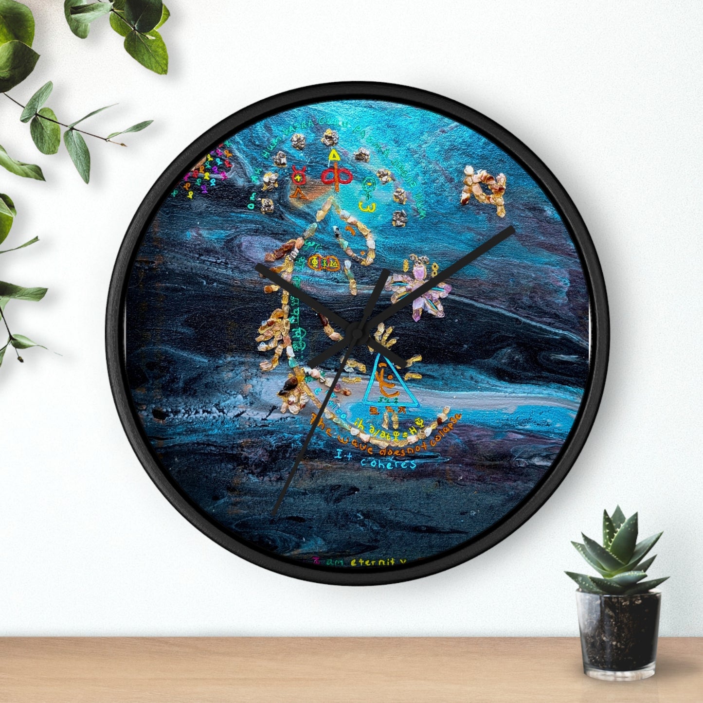 Abstract Ocean Zodiac Wall Clock — Nautical Blue Celestial Timepiece