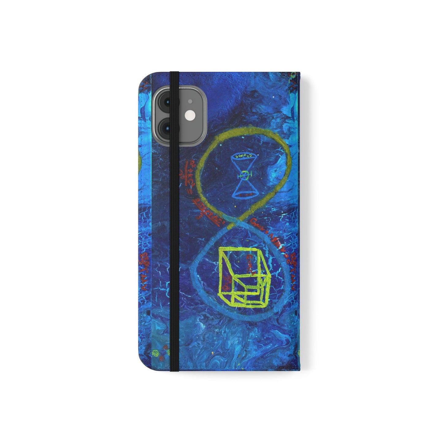 Artistic Flip Cases for Phone, Unique Blue Hourglass Design, Smartphone Wallet, Gift for Artists, Artsy Accessories