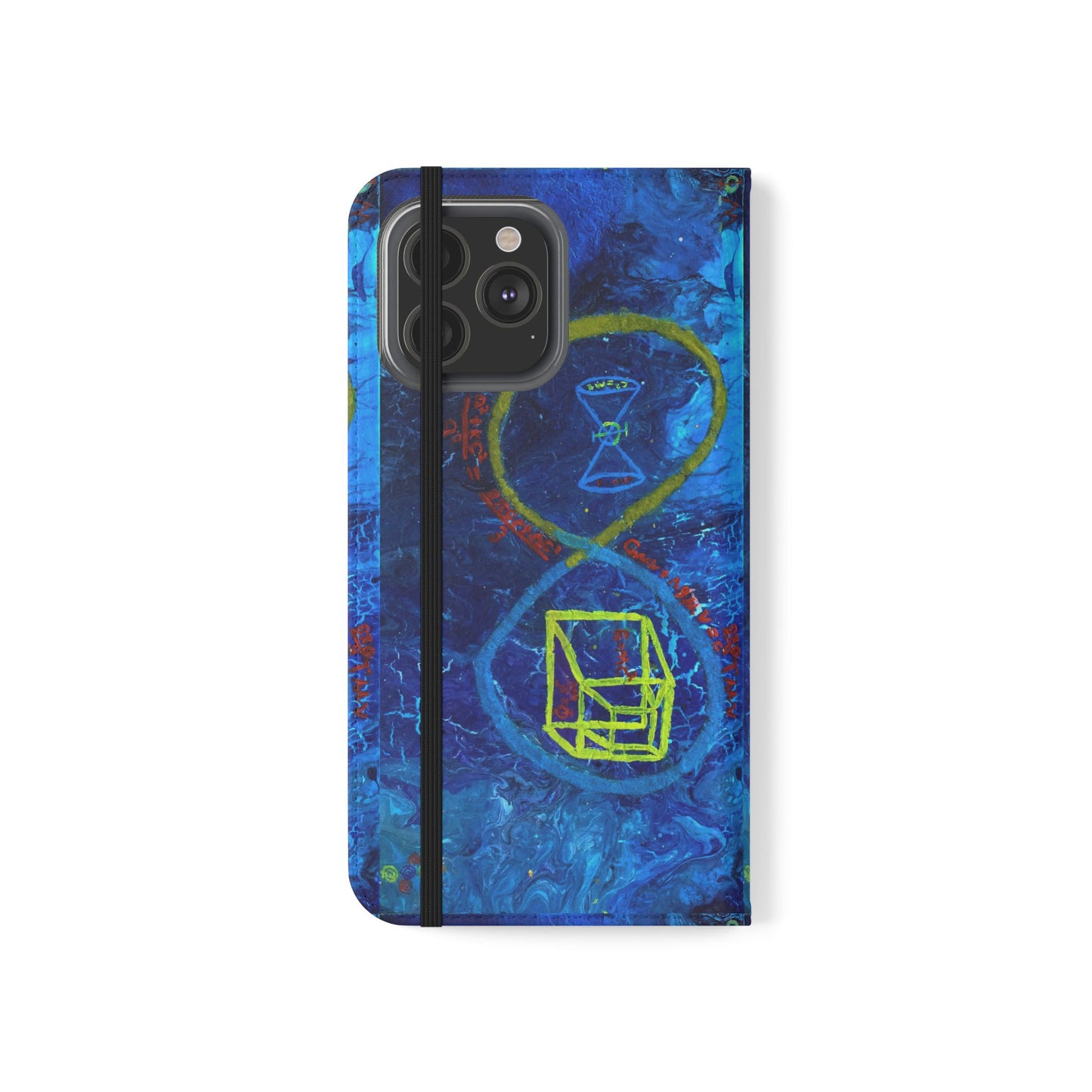 Artistic Flip Cases for Phone, Unique Blue Hourglass Design, Smartphone Wallet, Gift for Artists, Artsy Accessories