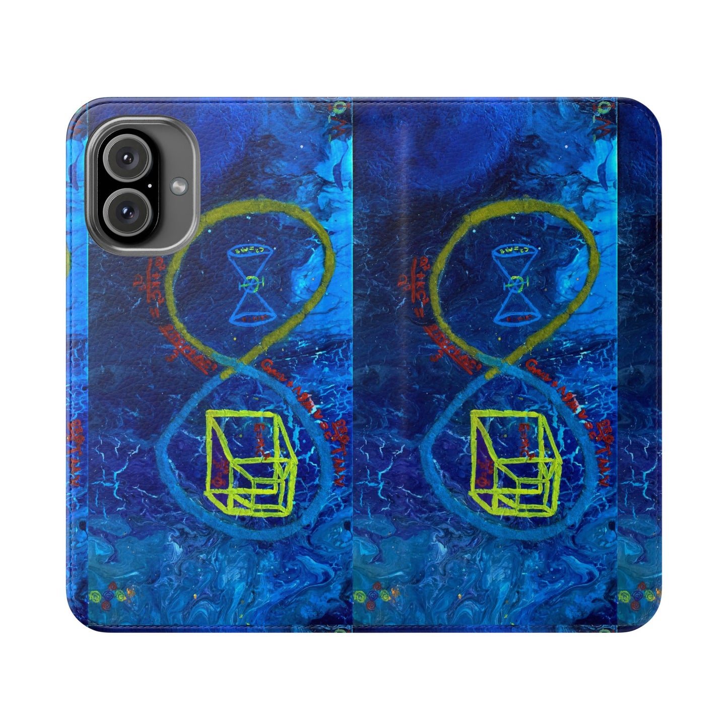 Artistic Flip Cases for Phone, Unique Blue Hourglass Design, Smartphone Wallet, Gift for Artists, Artsy Accessories
