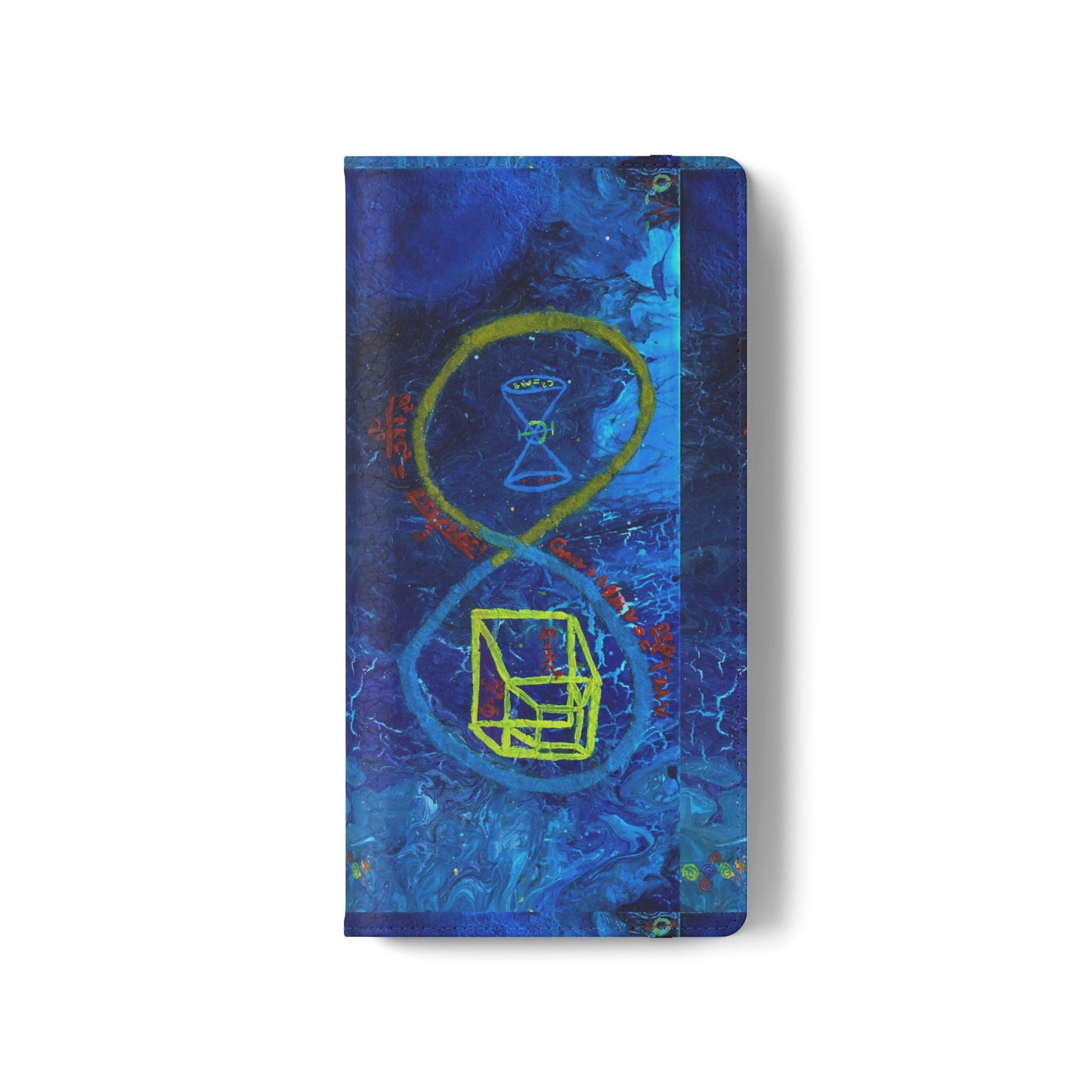 Artistic Flip Cases for Phone, Unique Blue Hourglass Design, Smartphone Wallet, Gift for Artists, Artsy Accessories