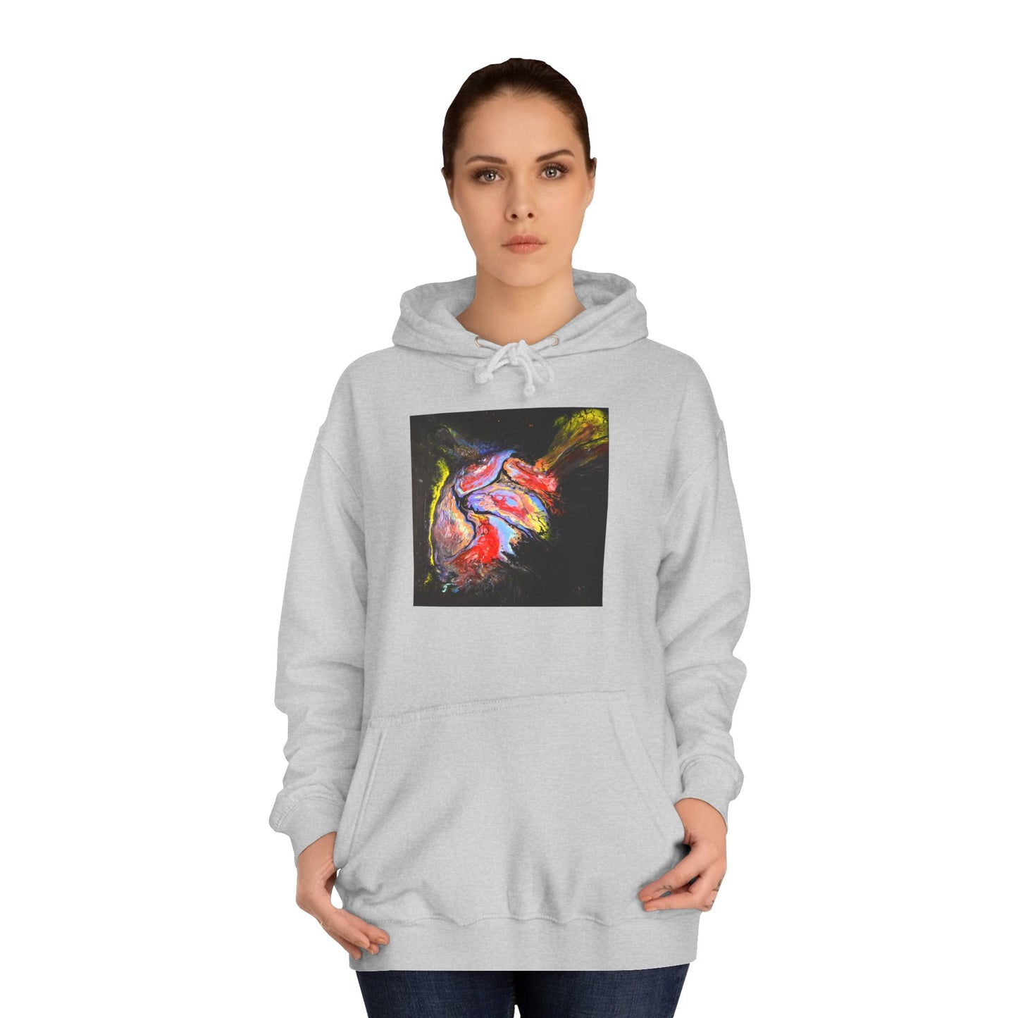 Artistic Heart Unisex Hoodie, Cozy College Apparel, Unique Design, Everyday Wear, Great Gift for Students, Colorful Graphic