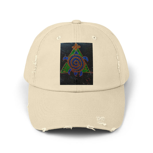 Spiraled Art Distressed Cap, Unisex Hat, Trendy Cap for Every Occasion, Gift for Him or Her, Festival Headwear, Casual Accessories