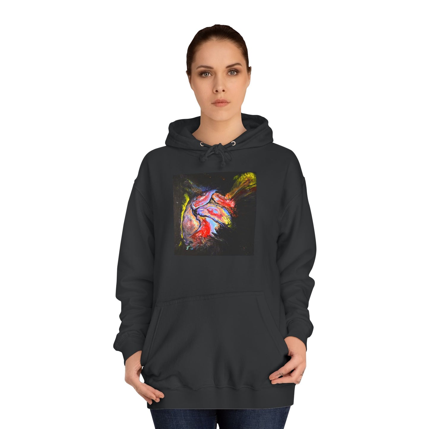 Artistic Heart Unisex Hoodie, Cozy College Apparel, Unique Design, Everyday Wear, Great Gift for Students, Colorful Graphic